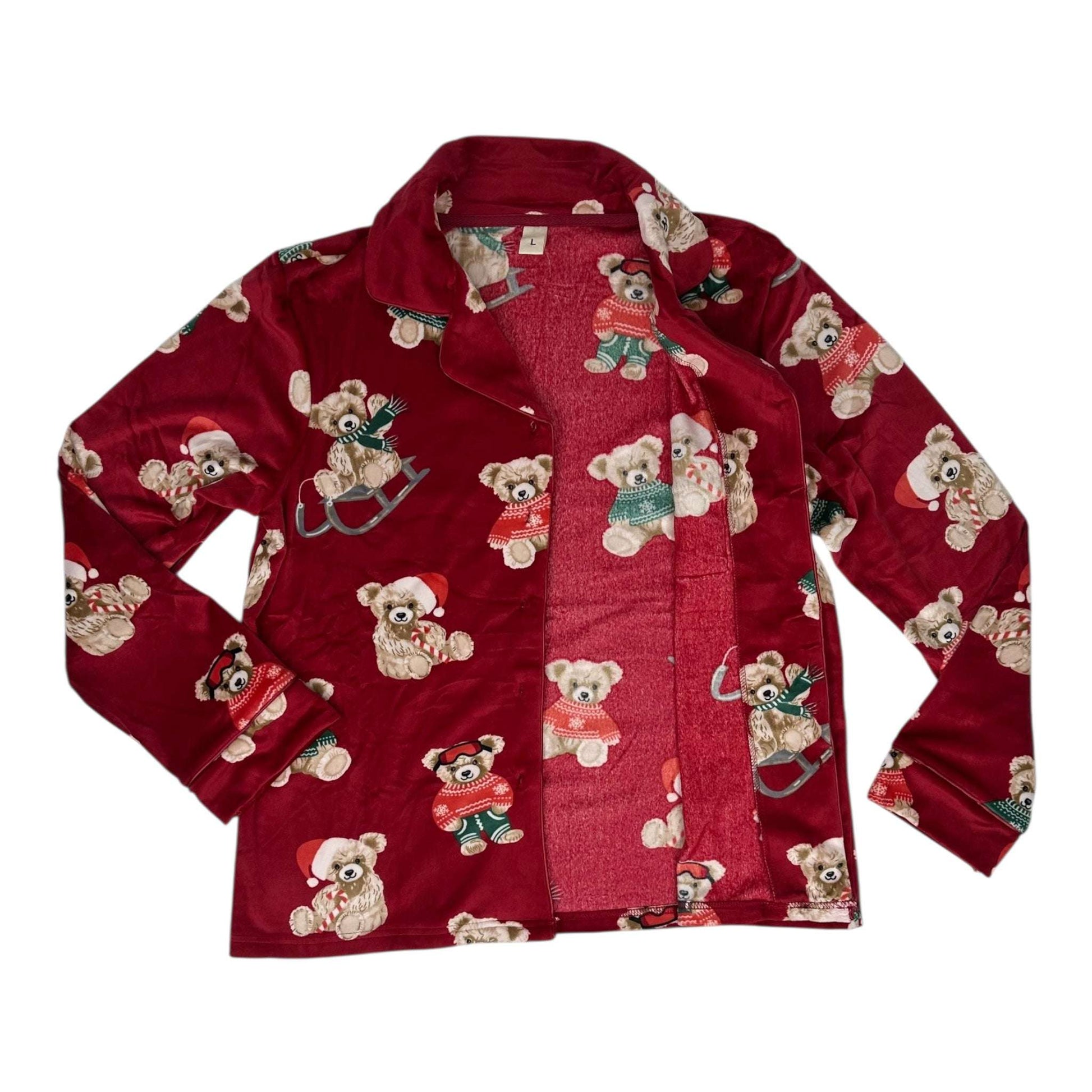 Angel Shopping Χειμερινό Γυναικείο Σετ Πιτζάμας Κόκκινο