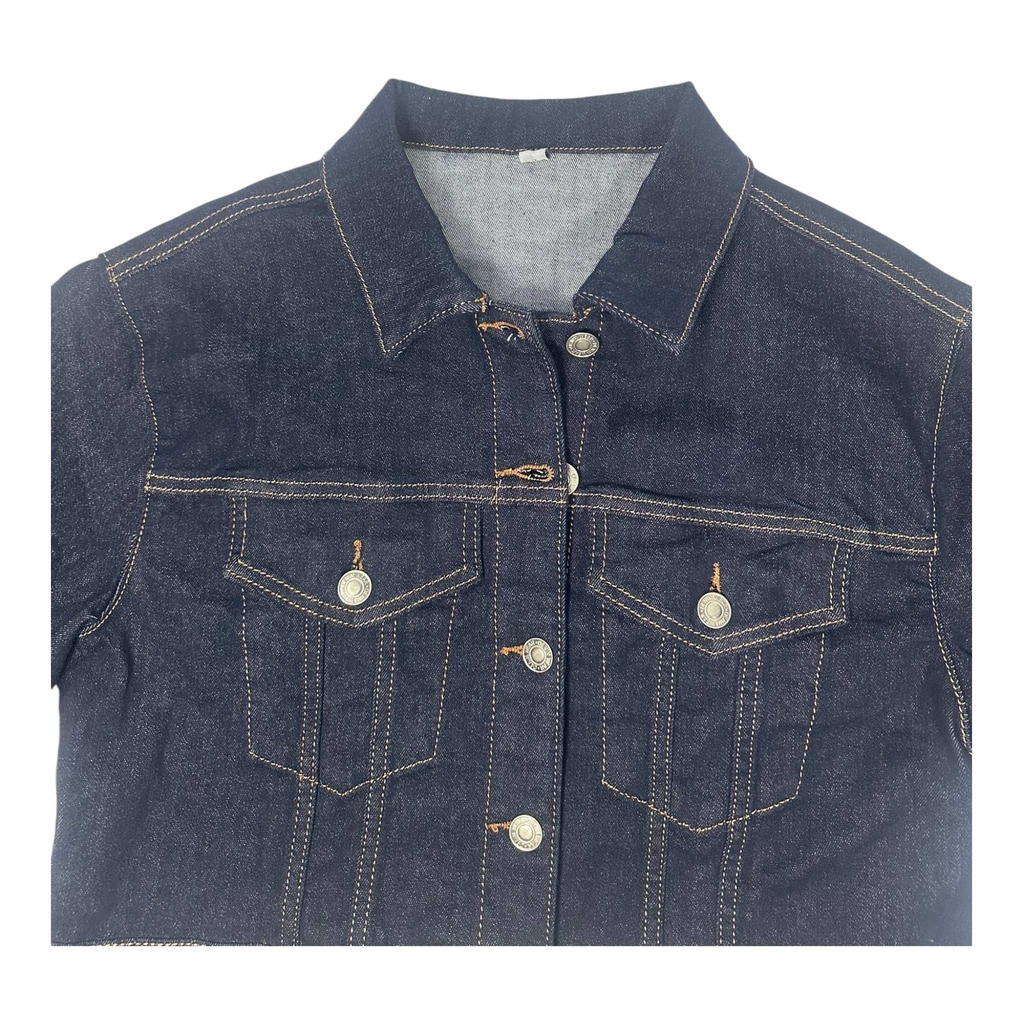 Angel Shopping Κοντό Γυναικείο Τζιν Μπουφάν Μπλε