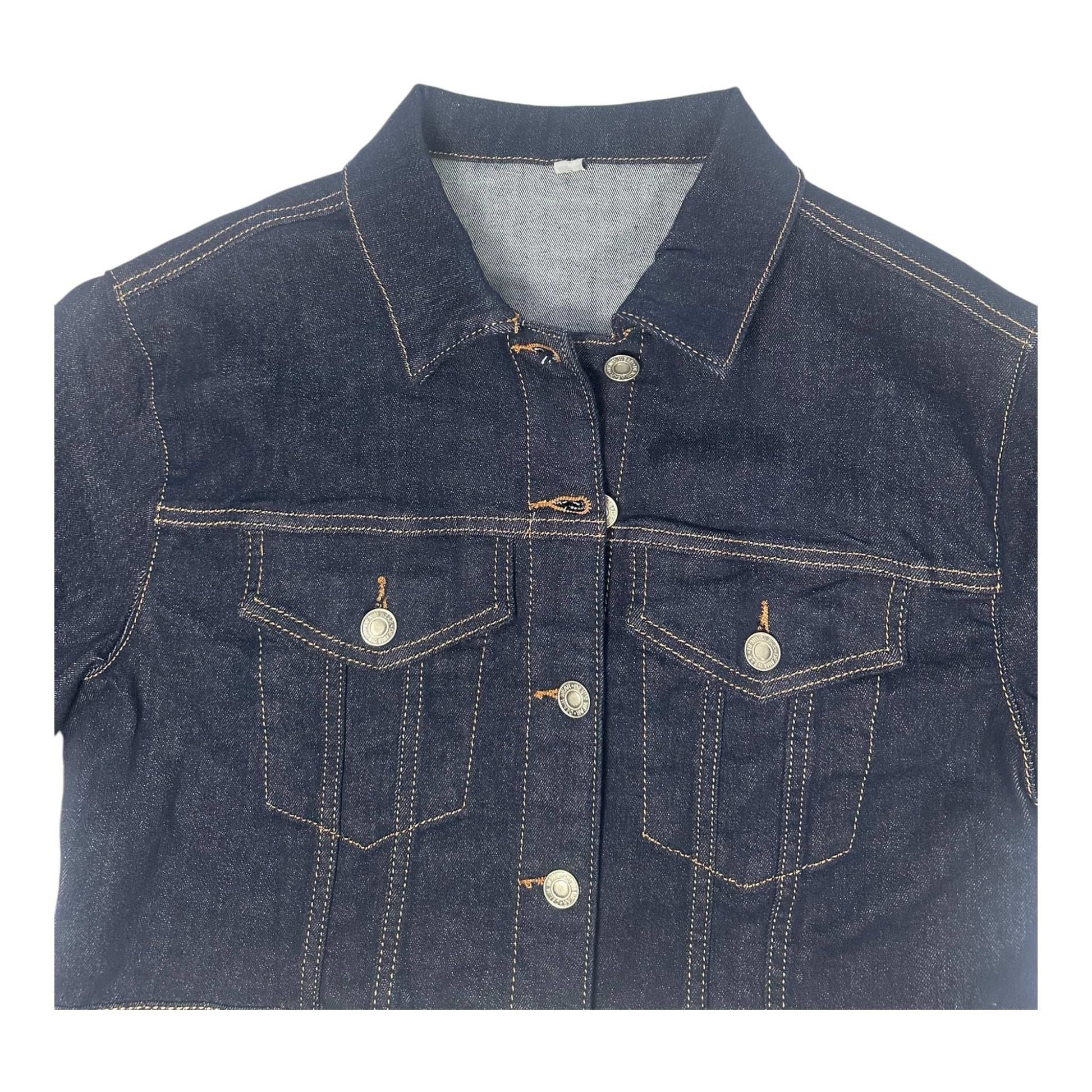 Angel Shopping Κοντό Γυναικείο Τζιν Μπουφάν Μπλε