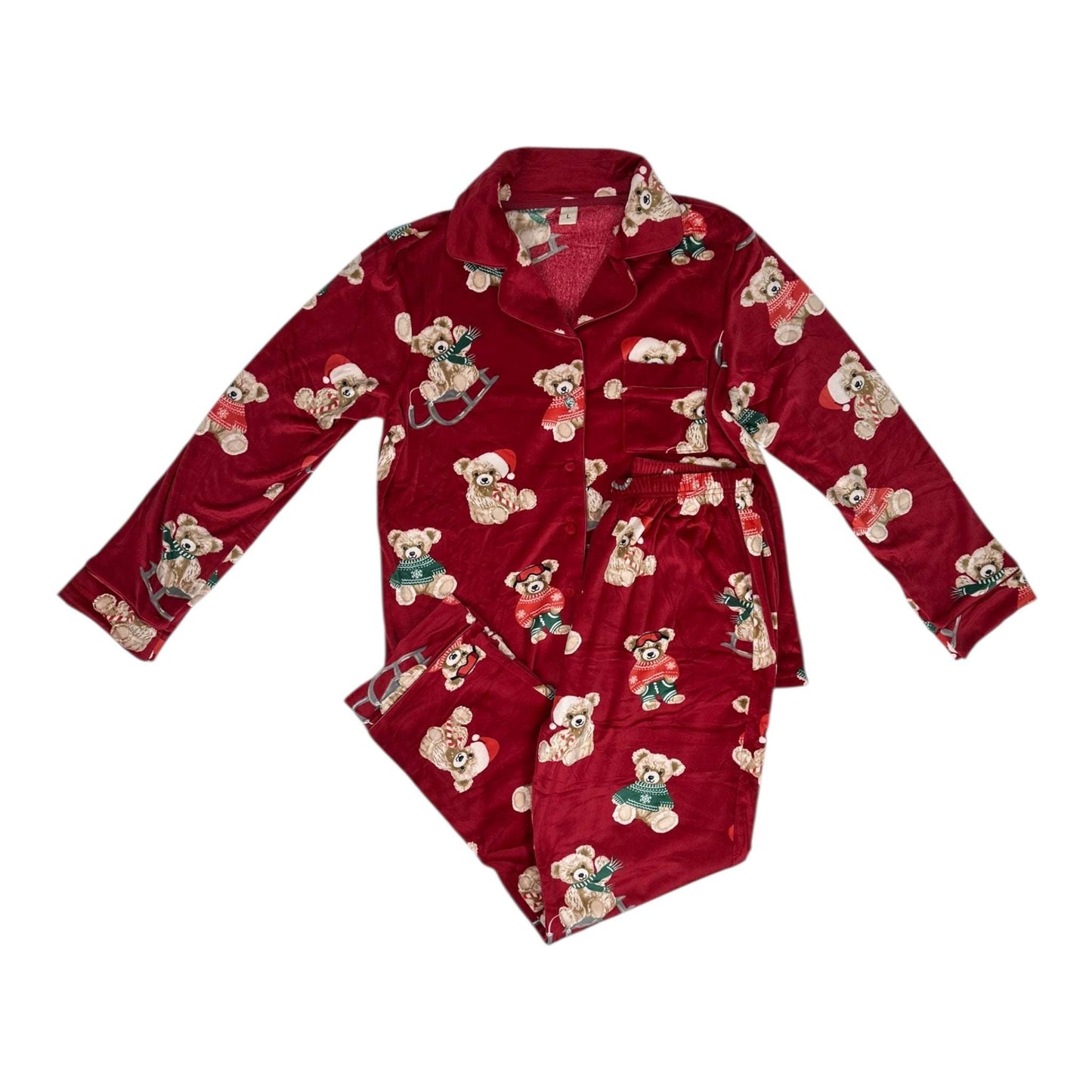 Angel Shopping Χειμερινό Γυναικείο Σετ Πιτζάμας Κόκκινο