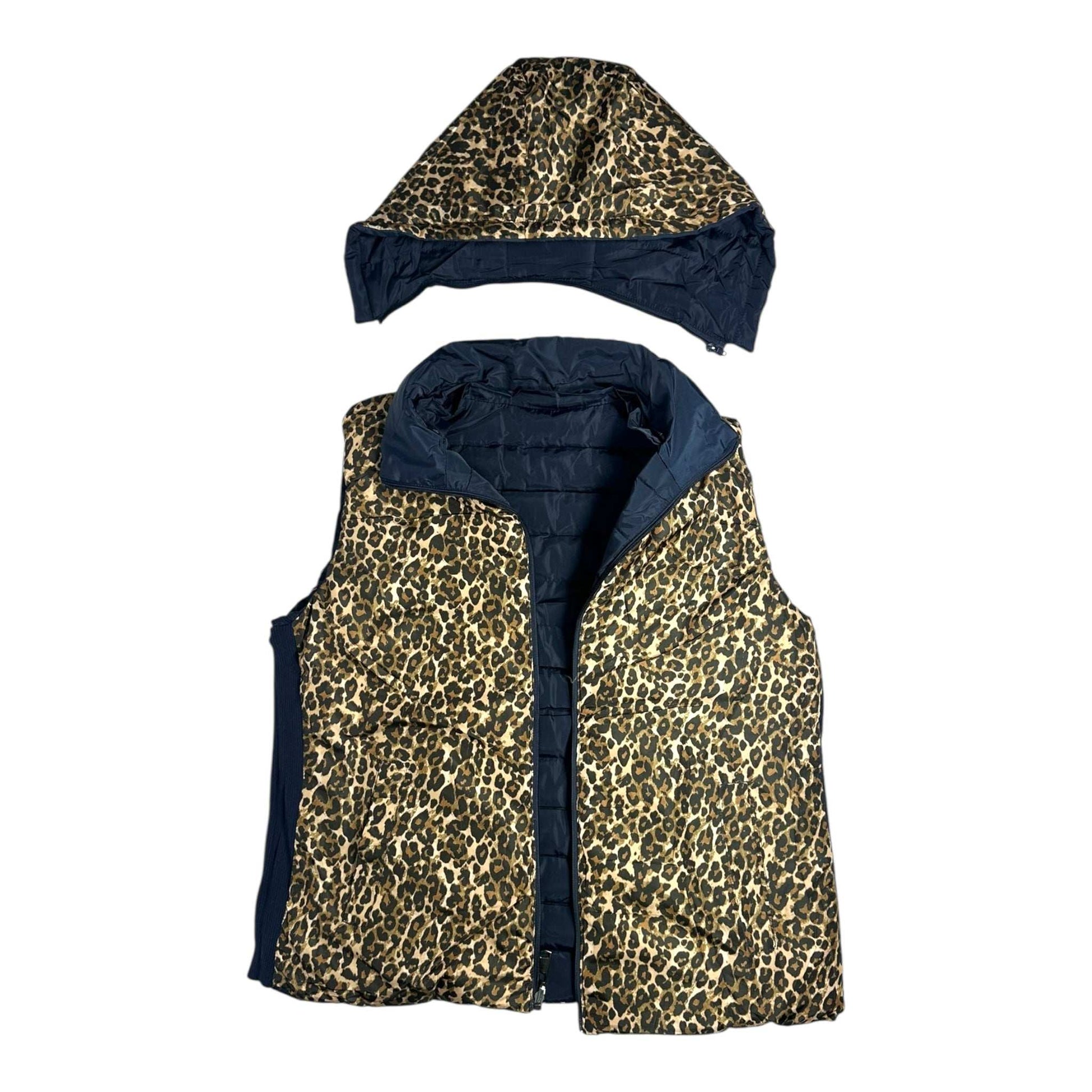 Angel Shopping Γυναικείο Αμάνικο Μπουφάν Διπλής Όψης για Χειμώνα Μπλε