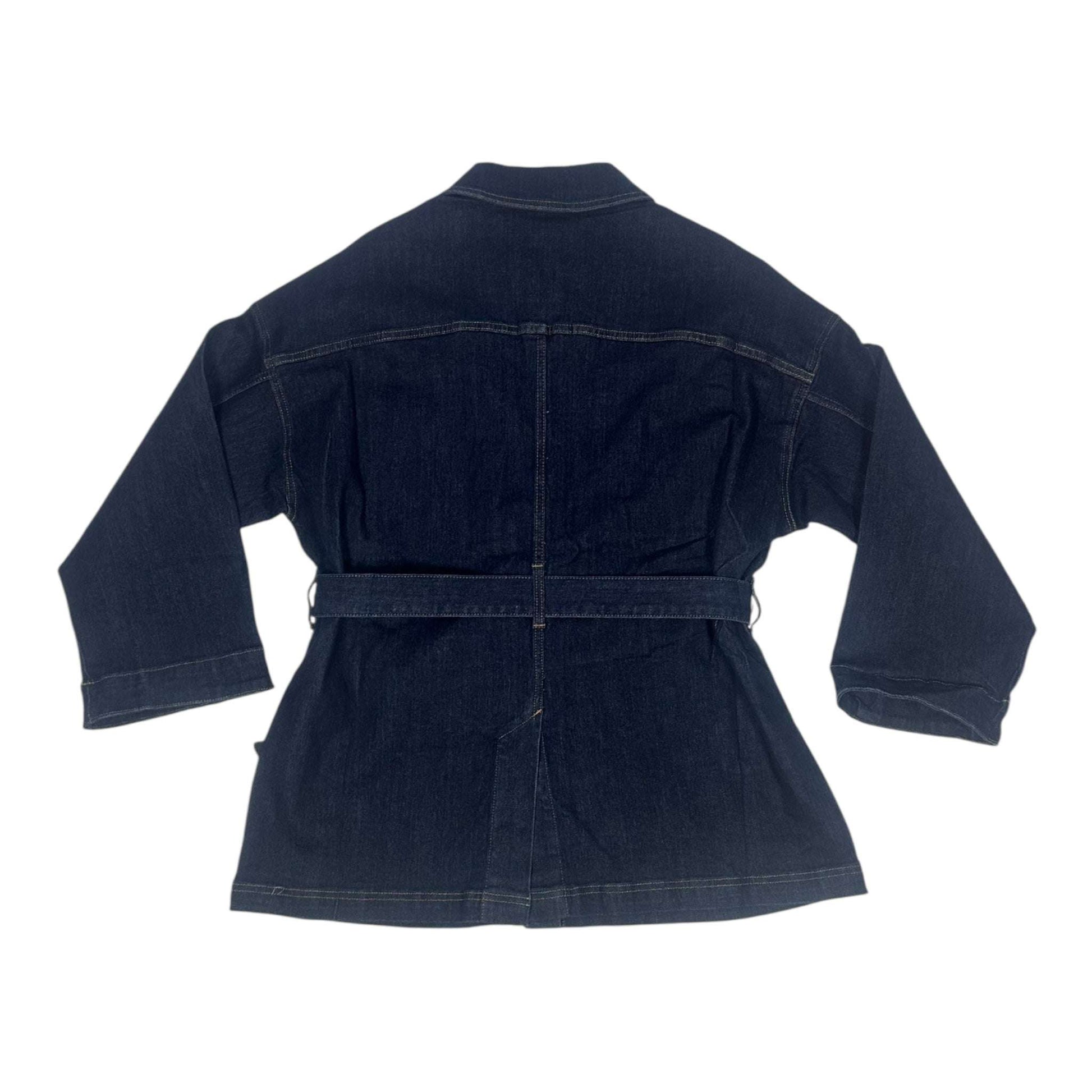 Angel Shopping Μακρύ Γυναικείο Τζιν Μπουφάν Μπλε