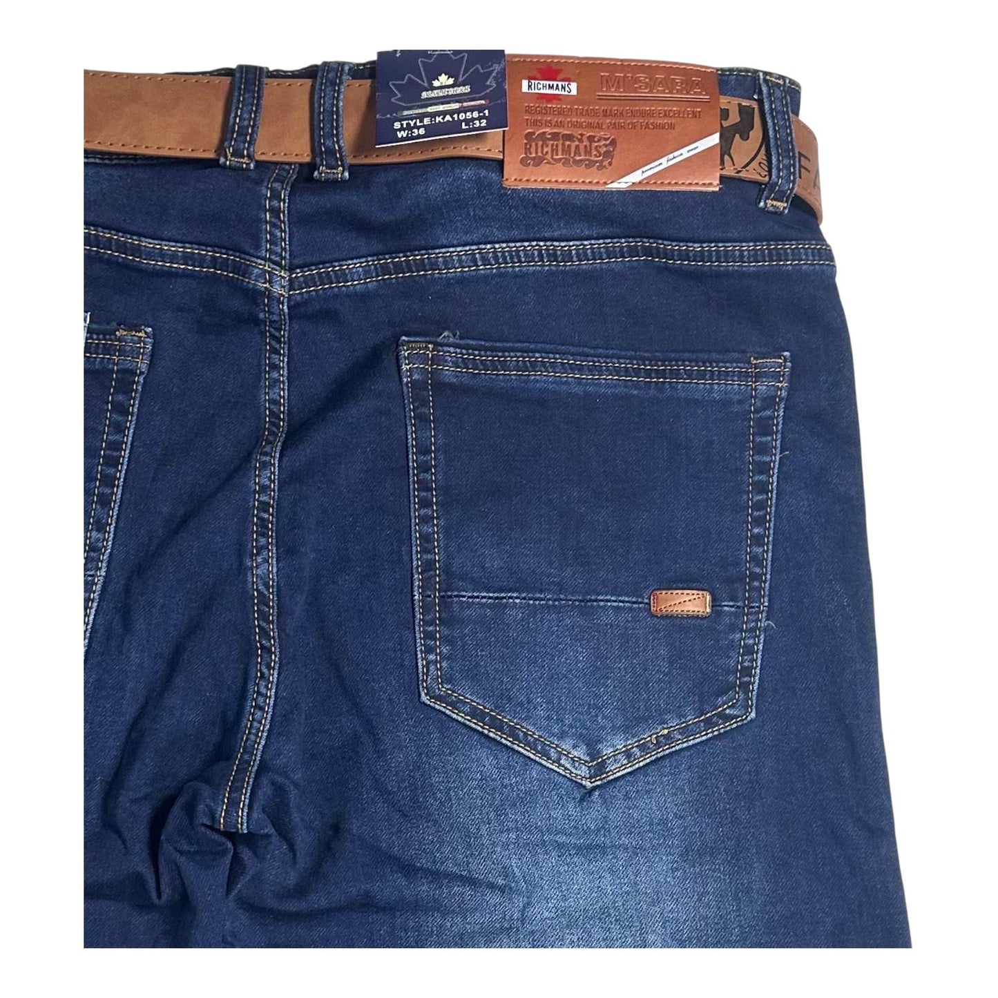 M’SARA Ανδρικό Τζιν Παντελόνι Με Ζώνη Μπλε