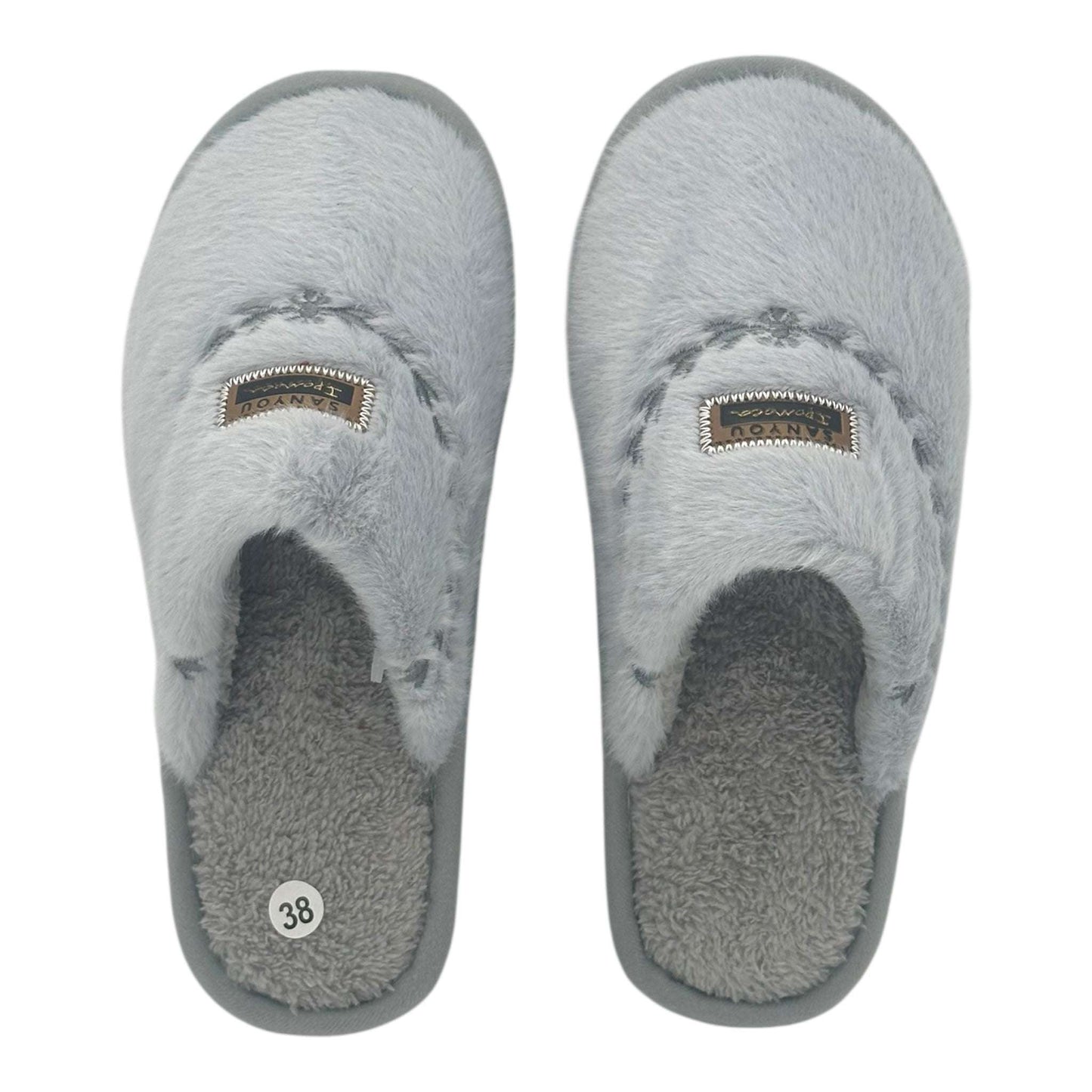 Angel Shopping Χειμερινές Γυναικείες Παντόφλες Γκρί