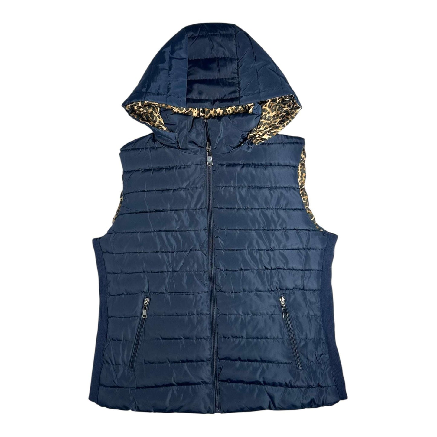 Angel Shopping Γυναικείο Αμάνικο Μπουφάν Διπλής Όψης για Χειμώνα Μπλε