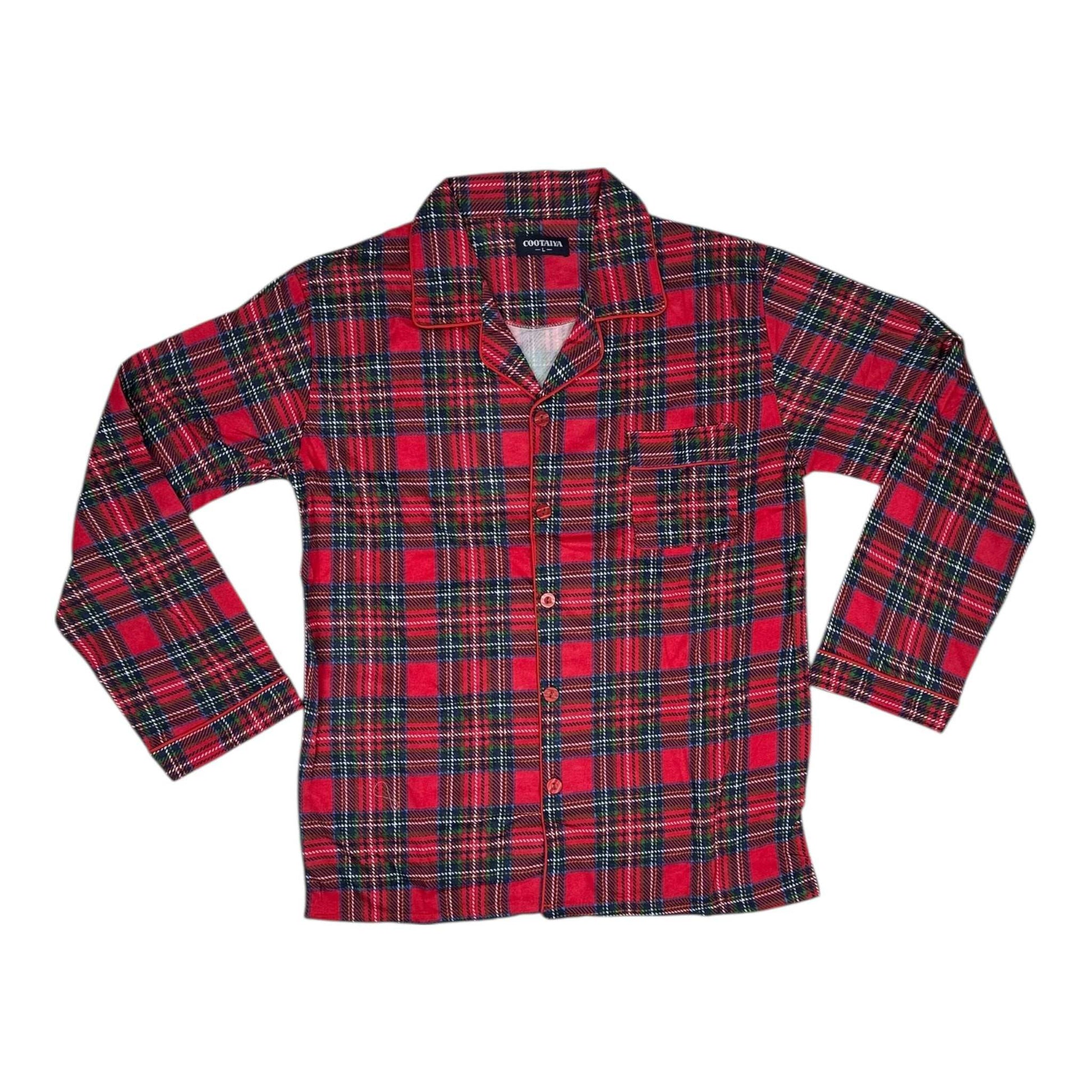 Angel Shopping Χειμερινή Καρό Ανδρική Πιτζάμα Κόκκινες