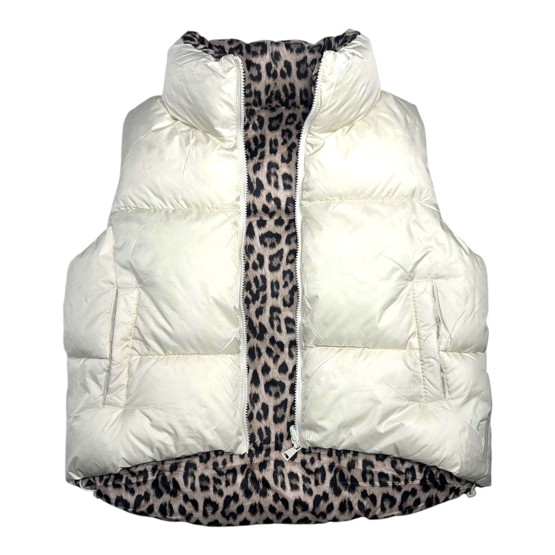 Angel Shopping Γυναικείο Αμάνικο Μπουφάν Διπλής Όψης για Χειμώνα Λευκό