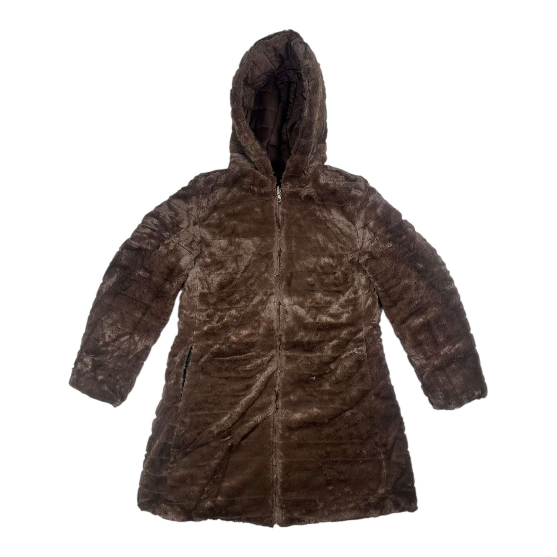 Angel Shopping Γυναικείο Μπουφάν Διπλής Όψης για Χειμώνα Καφέ