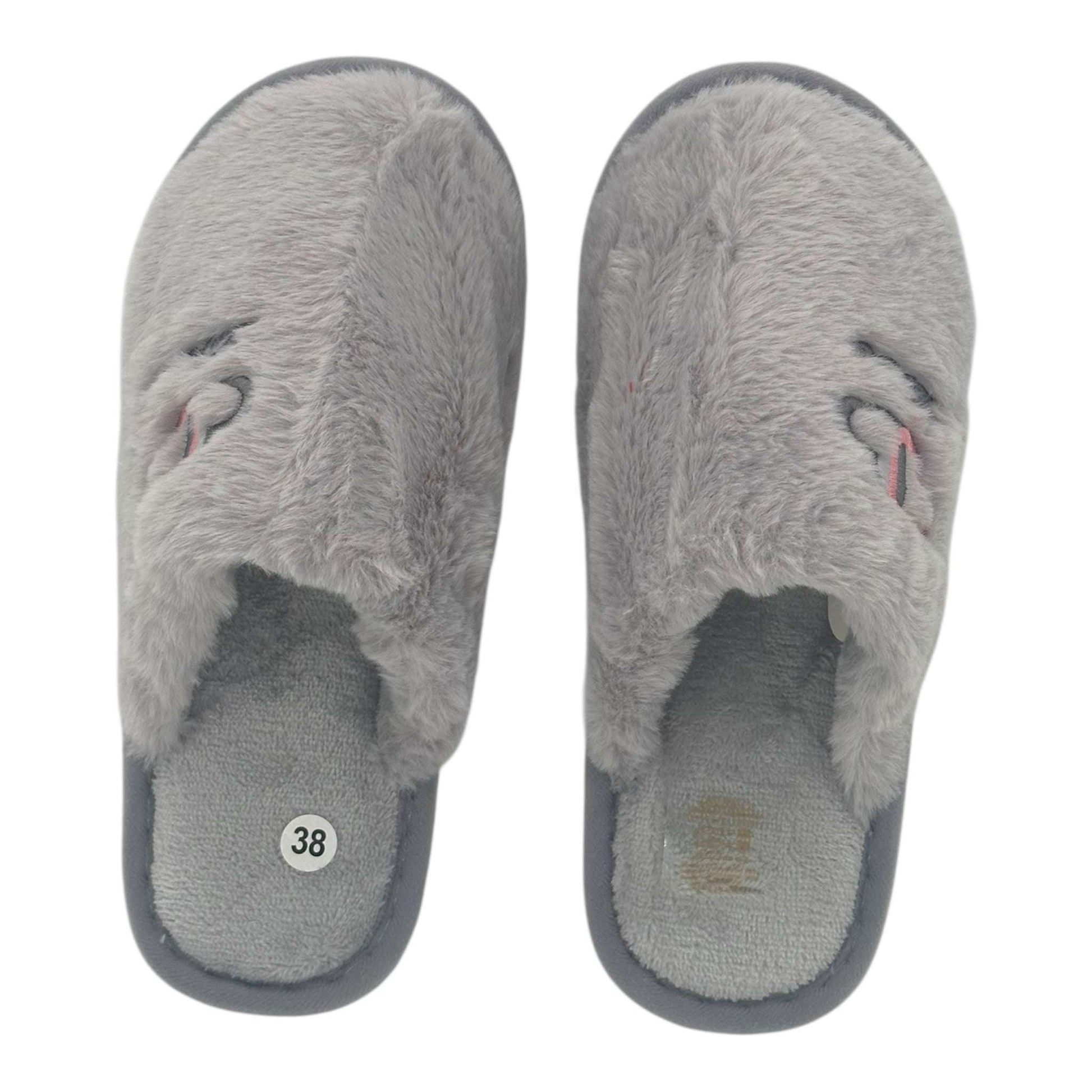 Angel Shopping Χειμερινές Γυναικείες Παντόφλες Γκρί