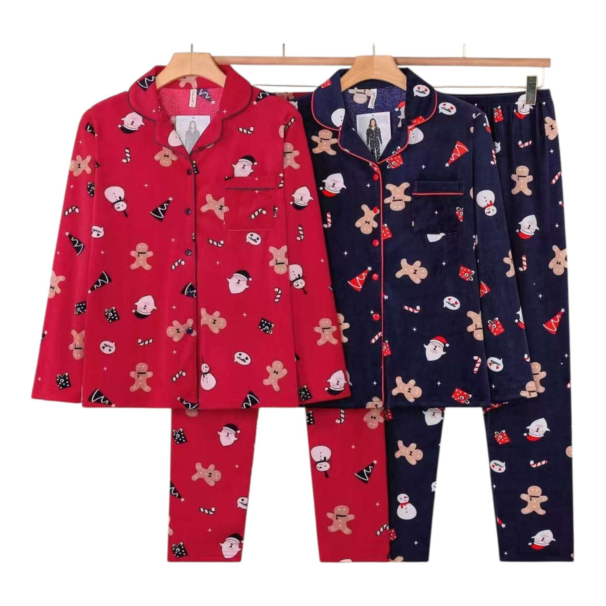 Angel Shopping Χειμερινό Γυναικείο Σετ Πιτζάμας Βαμβακερό Μπλε