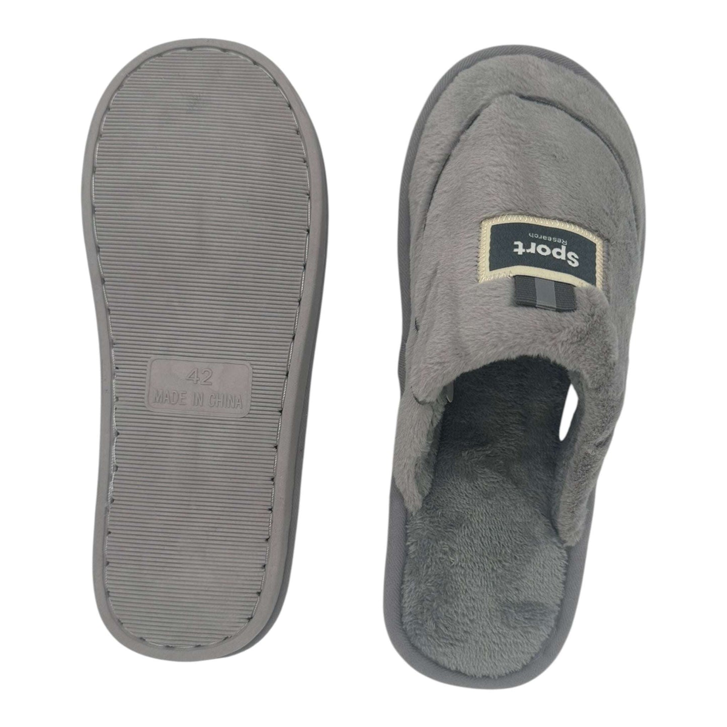 Angel Shopping Χειμερινές Ανδρικές Παντόφλες με Γούνα Γκρί