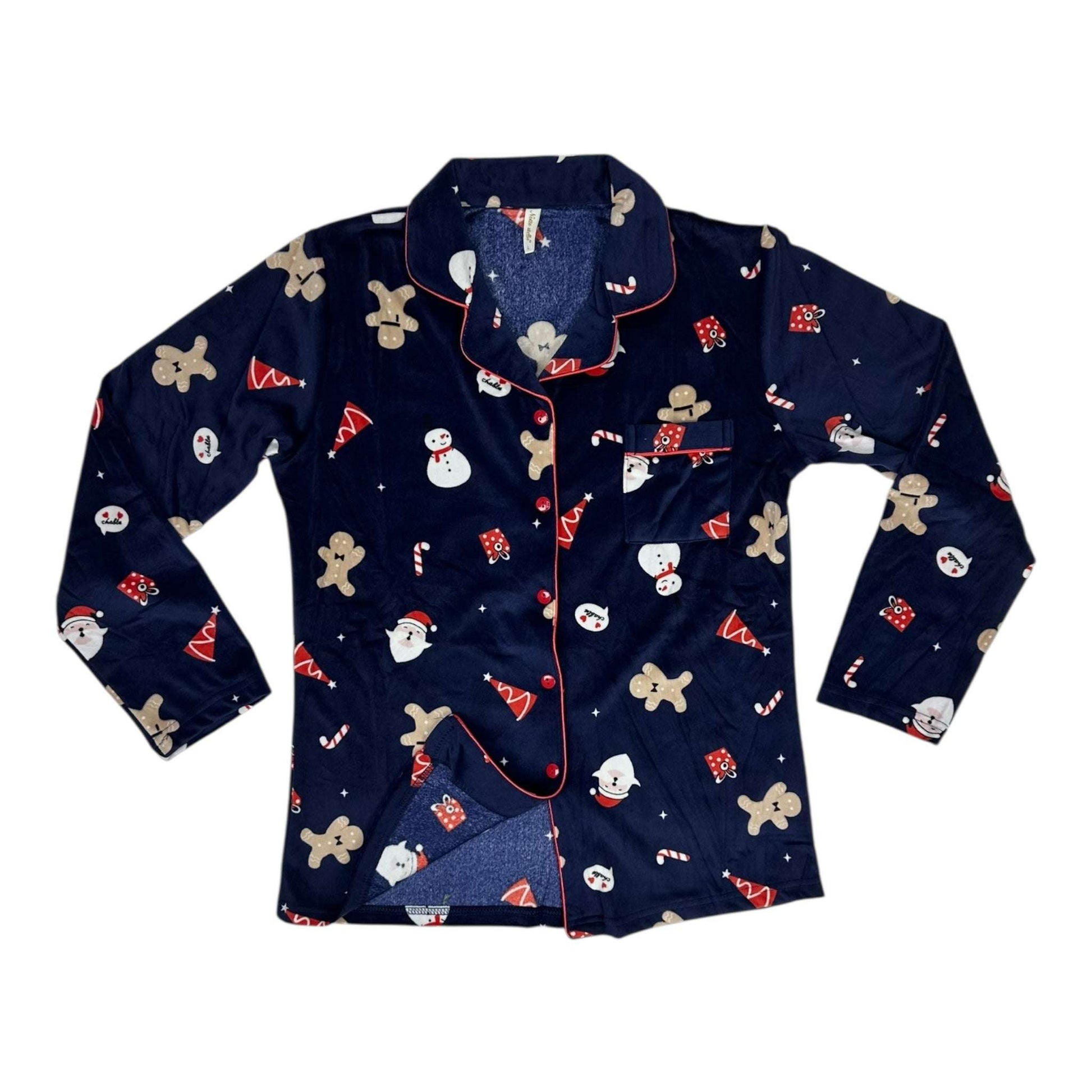 Angel Shopping Χειμερινό Γυναικείο Σετ Πιτζάμας Βαμβακερό Μπλε