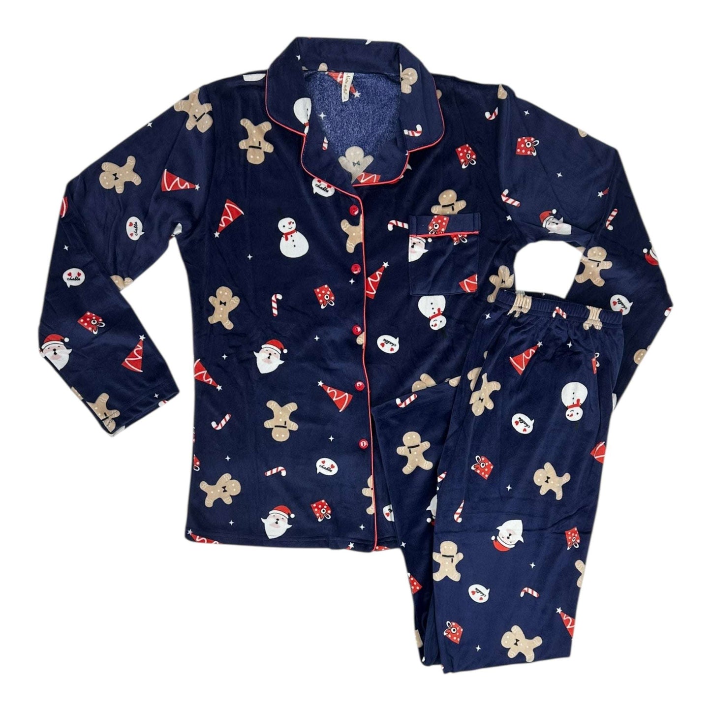 Angel Shopping Χειμερινό Γυναικείο Σετ Πιτζάμας Βαμβακερό Μπλε