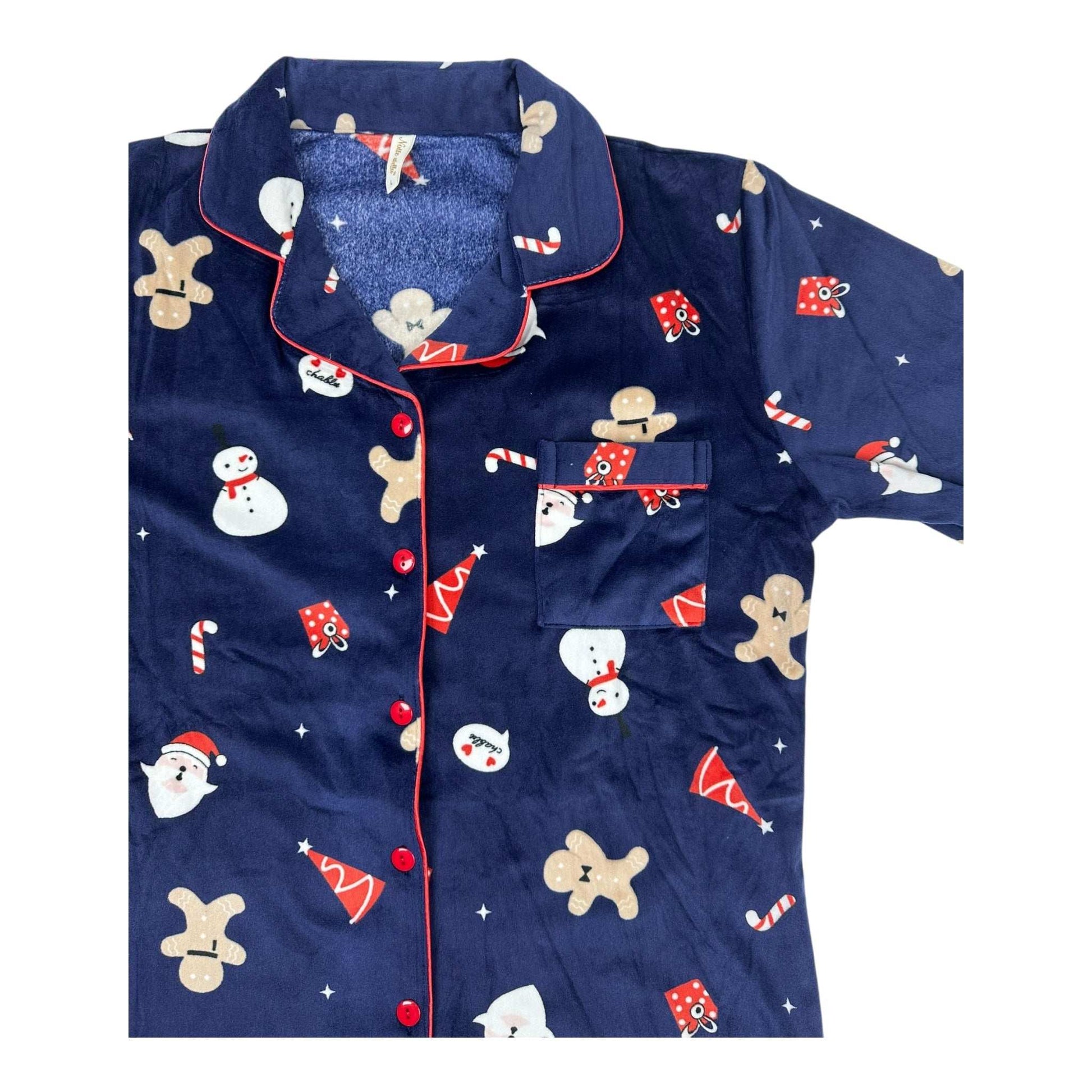 Angel Shopping Χειμερινό Γυναικείο Σετ Πιτζάμας Βαμβακερό Μπλε