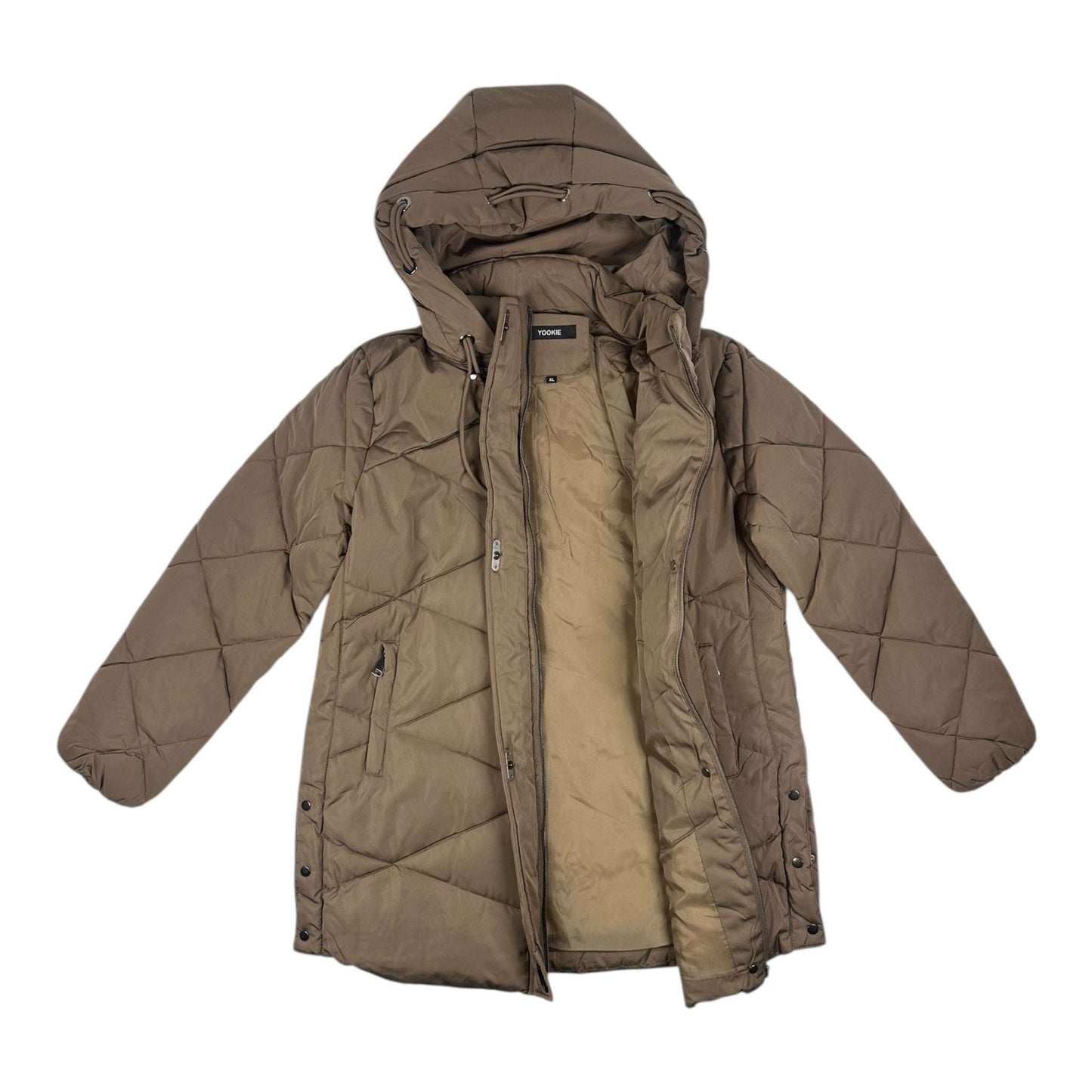 Angel Shopping Μακρύ Γυναικείο Μπουφάν για Χειμώνα Καφέ