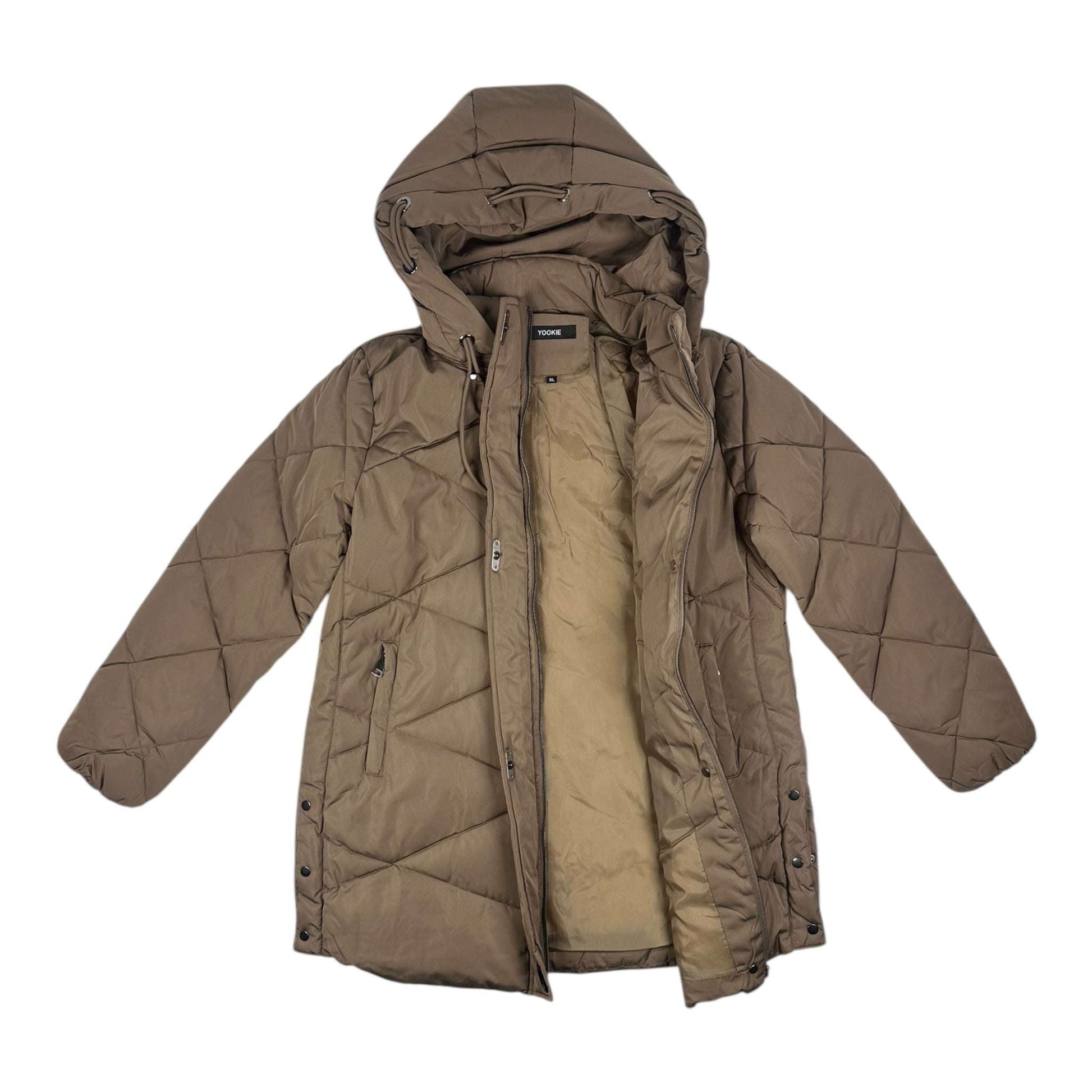 Angel Shopping Μακρύ Γυναικείο Μπουφάν για Χειμώνα Καφέ