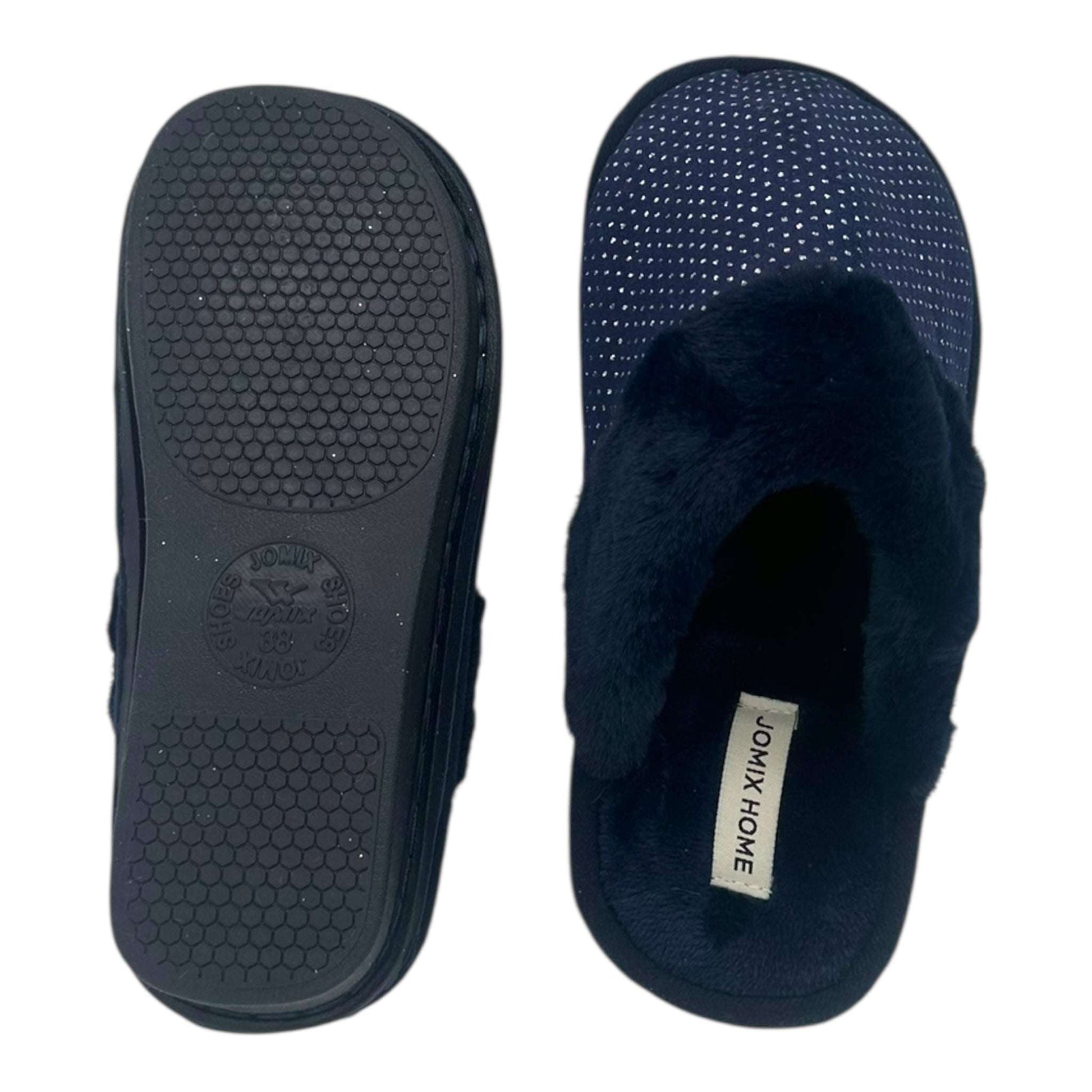 JOMIX Χειμερινές Γυναικείες Παντόφλες με Γούνα Μπλε