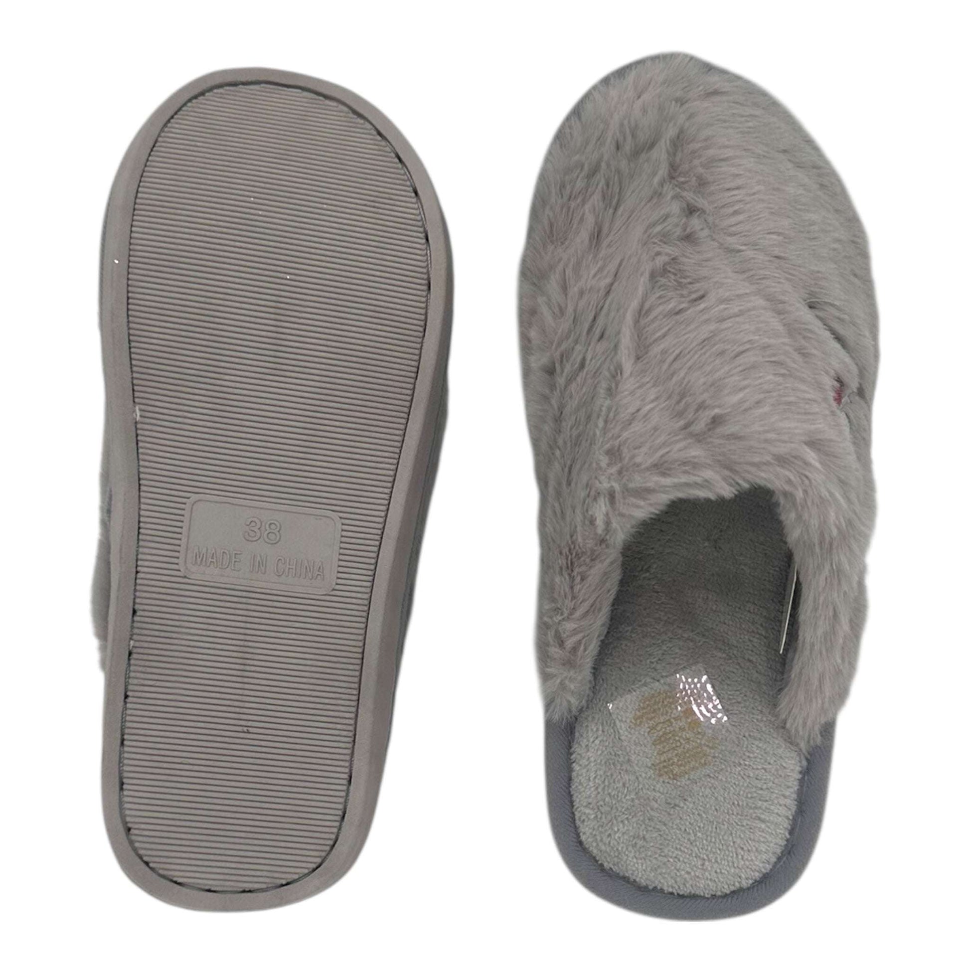 Angel Shopping Χειμερινές Γυναικείες Παντόφλες Γκρί