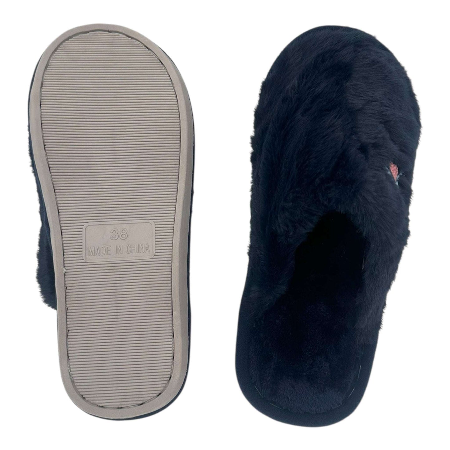 Angel Shopping Χειμερινές Γυναικείες Παντόφλες Μαύρες