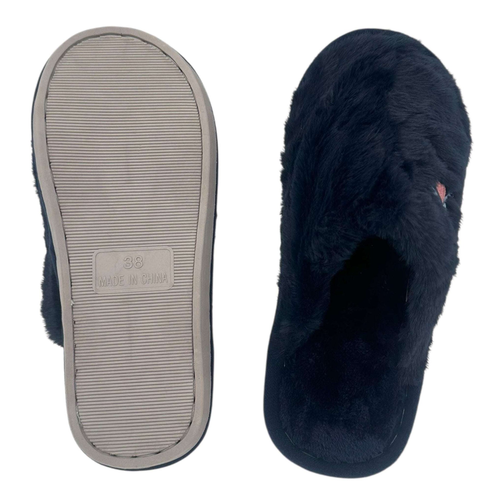 Angel Shopping Χειμερινές Γυναικείες Παντόφλες Μαύρες