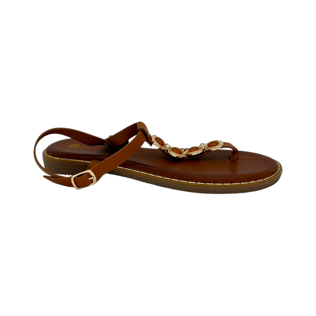 DIAMANTIQUE Σανδάλια Γυναικεία Flat Camel - Angel shopping