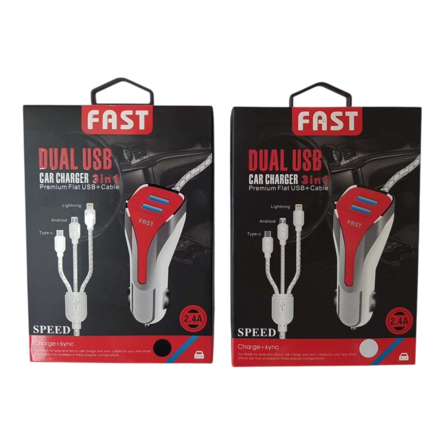 Φορτιστής Αυτοκινήτου με Θύρες: 2xUSB μαζί με Καλώδιο Type-C / Micro-USB Λευκό