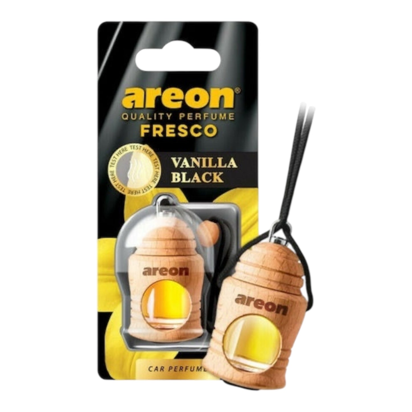 Areon Κρεμαστό Αρωματικό Υγρό Αυτοκινήτου Fresco Vanilla Black 4ml