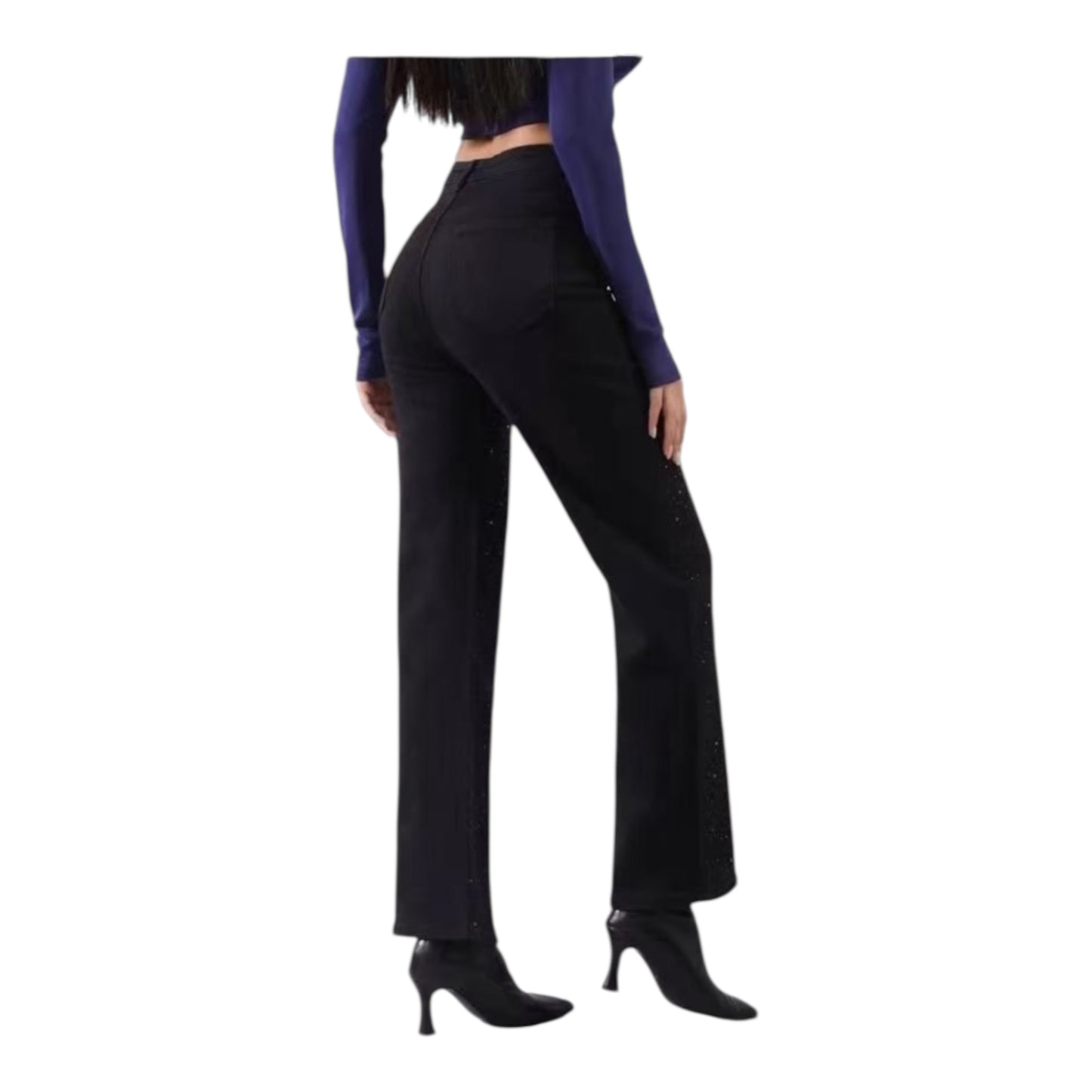 Miss Good High Waisted Women's Straight Jean Pants Black