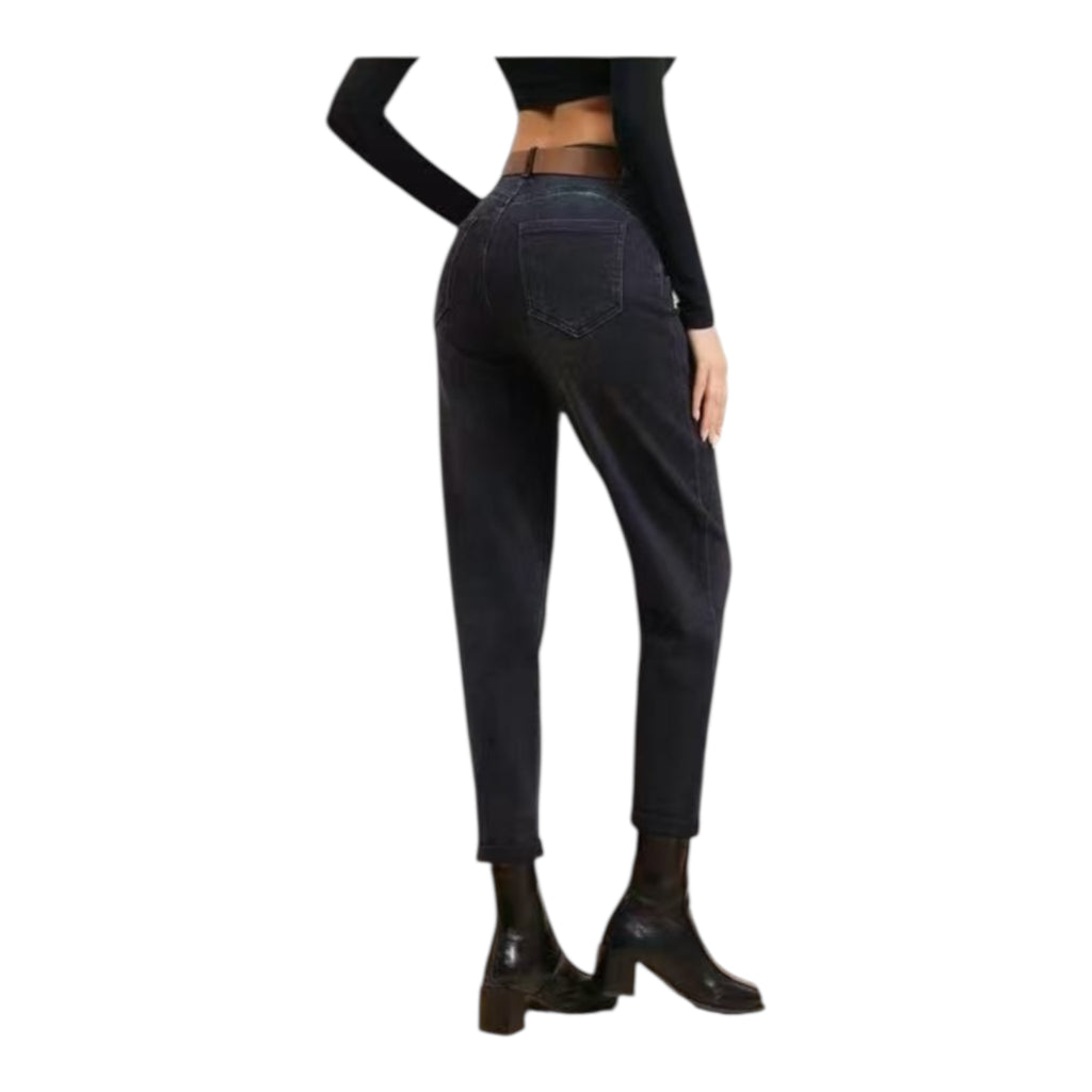 Miss Good Ψηλόμεσο Γυναικείο Jean Παντελόνι Push Up σε Mom Εφαρμογή Μαύρο - Angel shopping