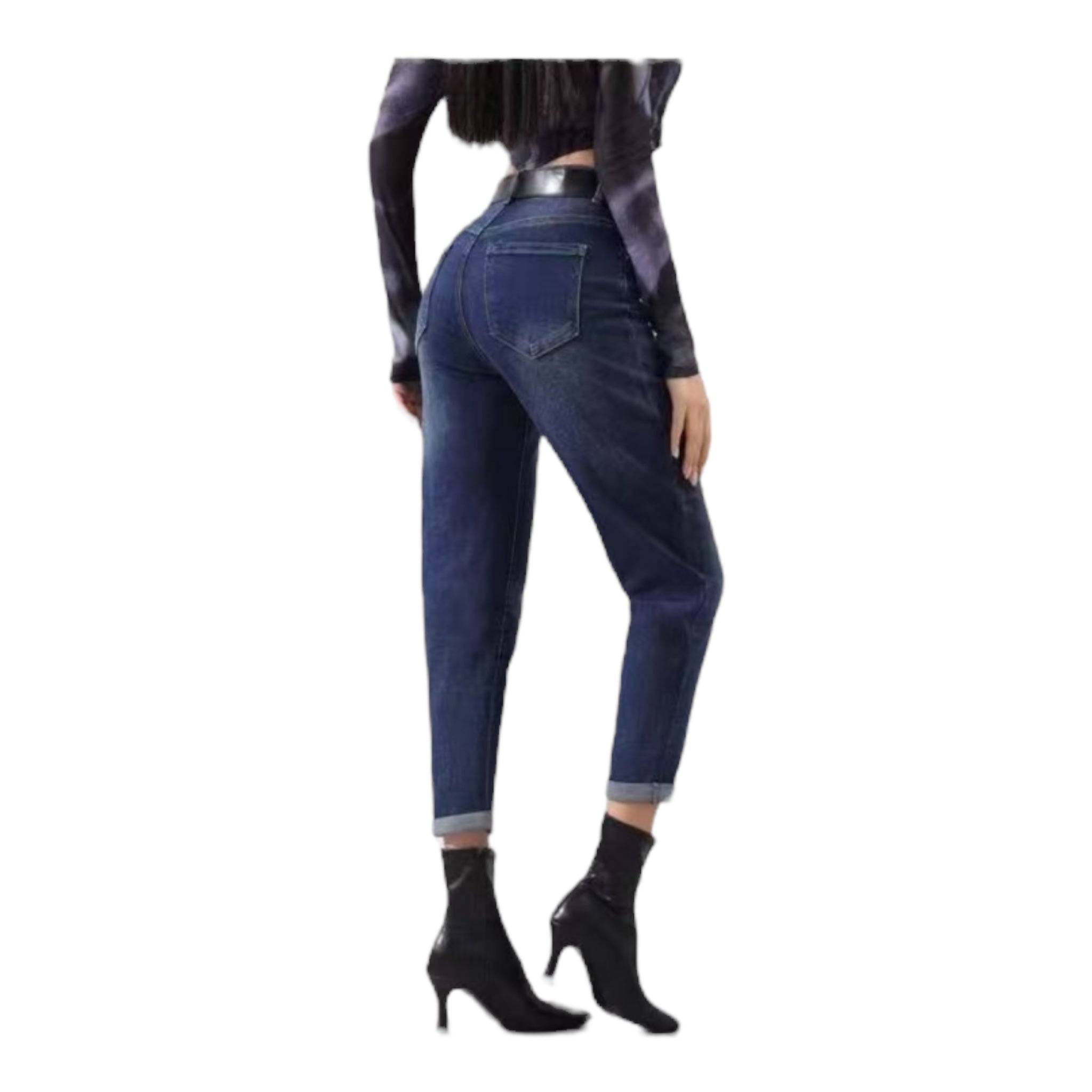 MISS GOOD Γυναικείο Τζιν Χαμηλό Καβάλο Mom fit Μπλε - Angel shopping