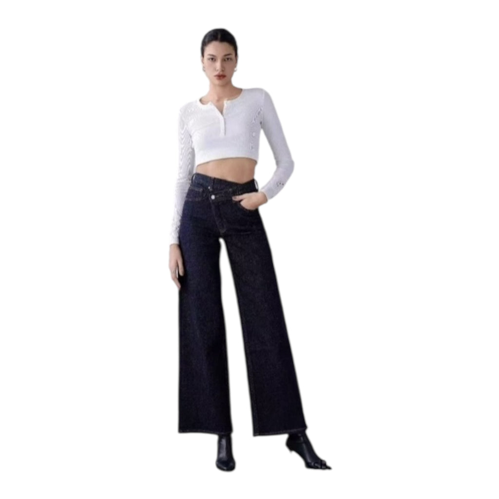 MISS BONBON Γυναικείο Τζιν High waist Σκούρο μπλε - Angel shopping