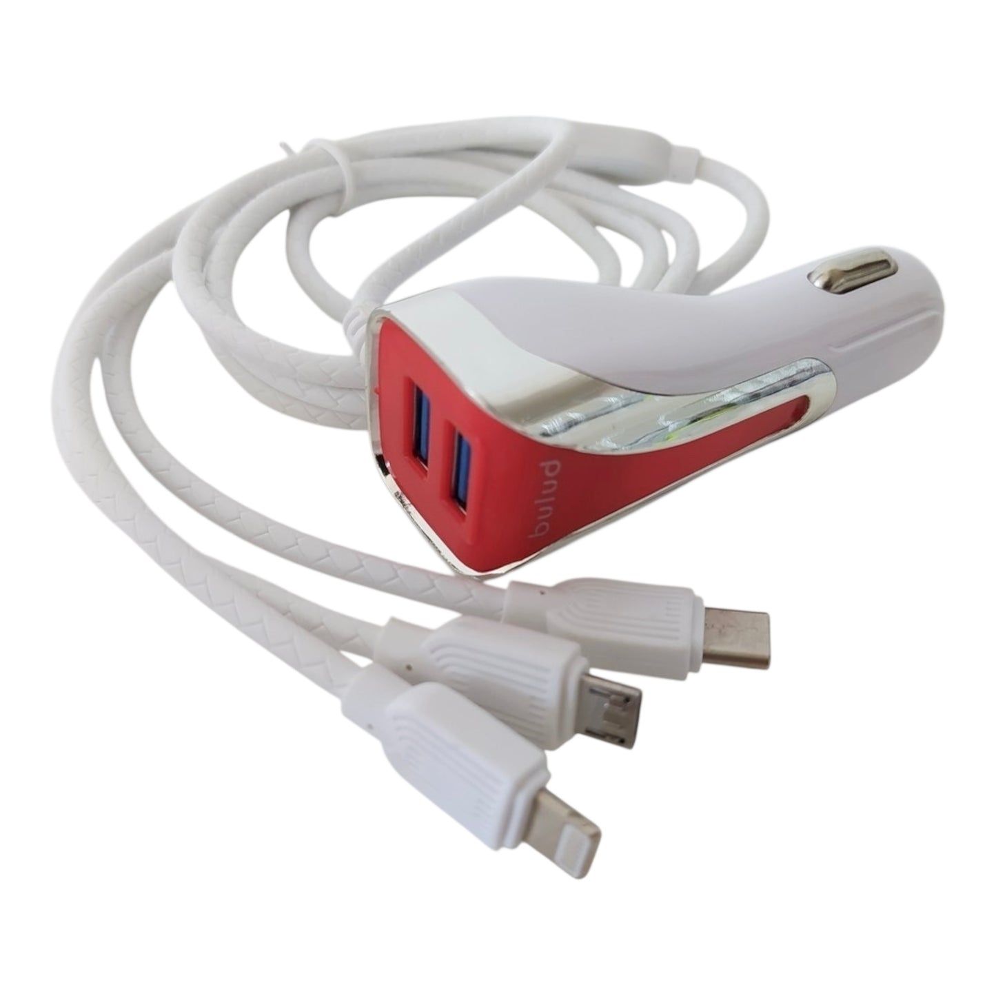 Φορτιστής Αυτοκινήτου με Θύρες: 2xUSB μαζί με Καλώδιο Type-C / Micro-USB Λευκό