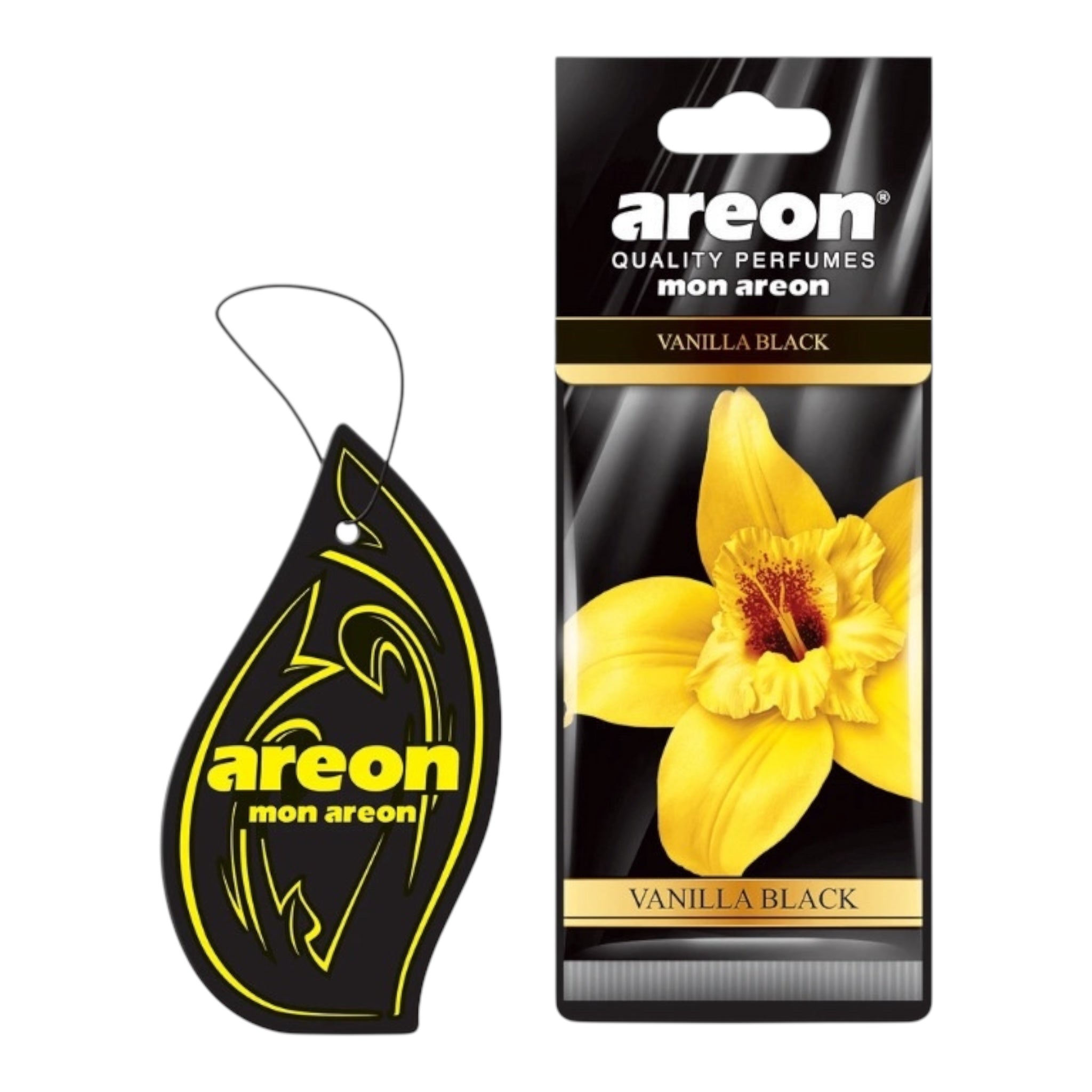 Areon Αρωματική Καρτέλα Κρεμαστή Αυτοκινήτου Mon Vanilla Black MA31 Χωρίς Χρώμα - Angel shopping