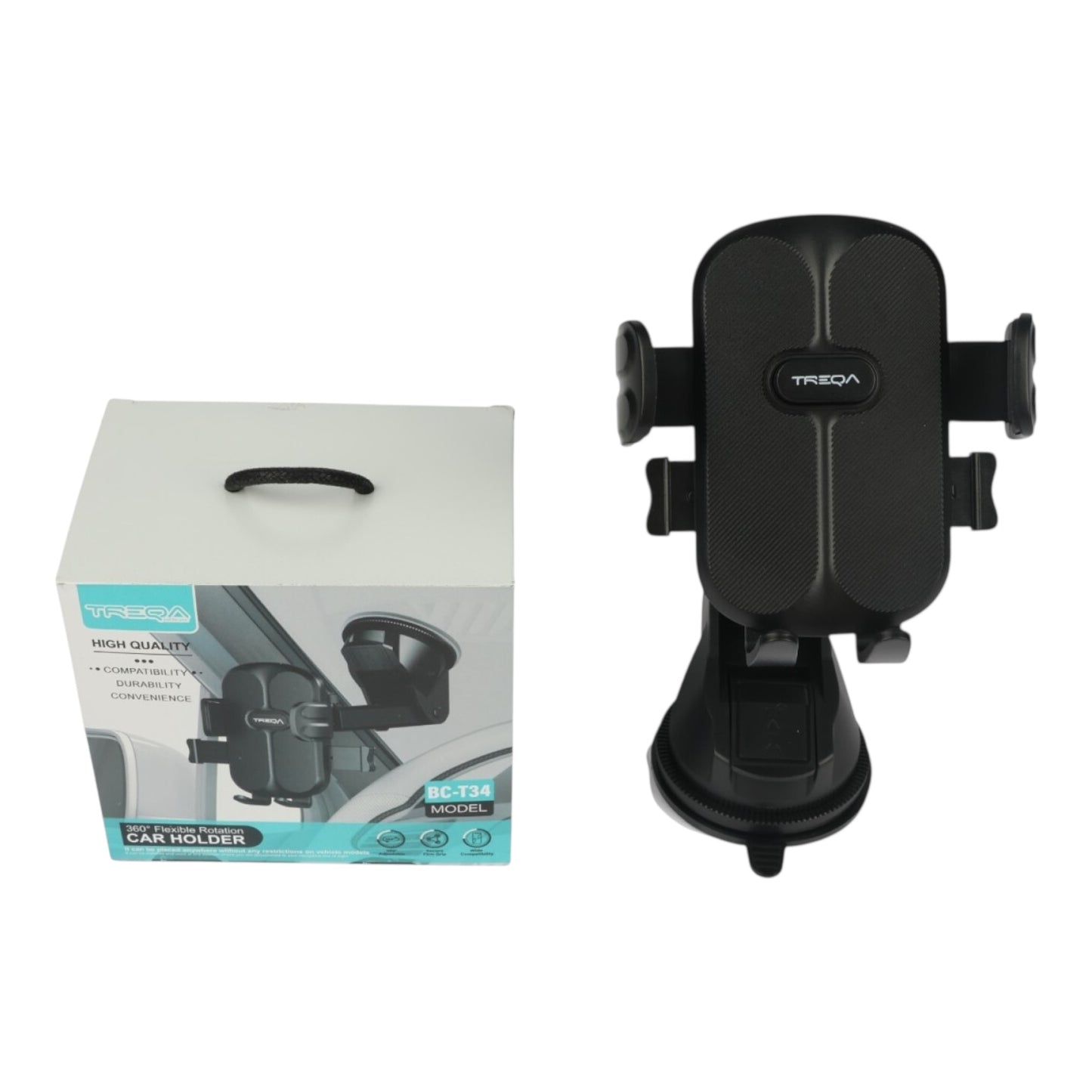 Treqa Βάση Κινητού Αυτοκινήτου με Ρυθμιζόμενα Άγκιστρα Μαύρη