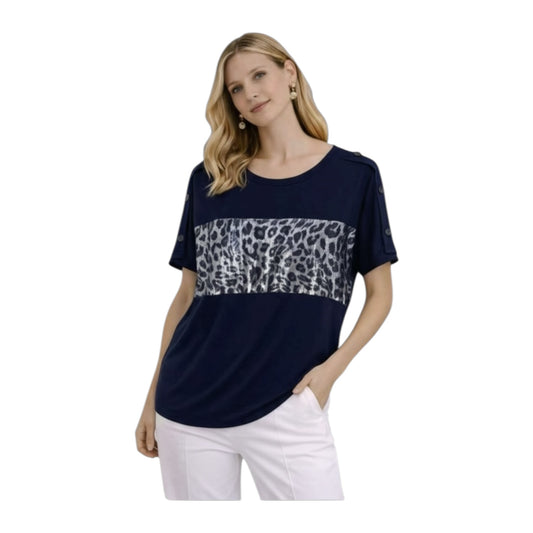 Angel Shopping Γυναικεία Μπλούζα με Animal Print Λεπτομέρεια Μπλε