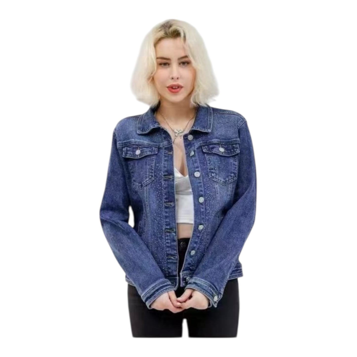 MISS GOOD denim jacket with rhinestones Blue