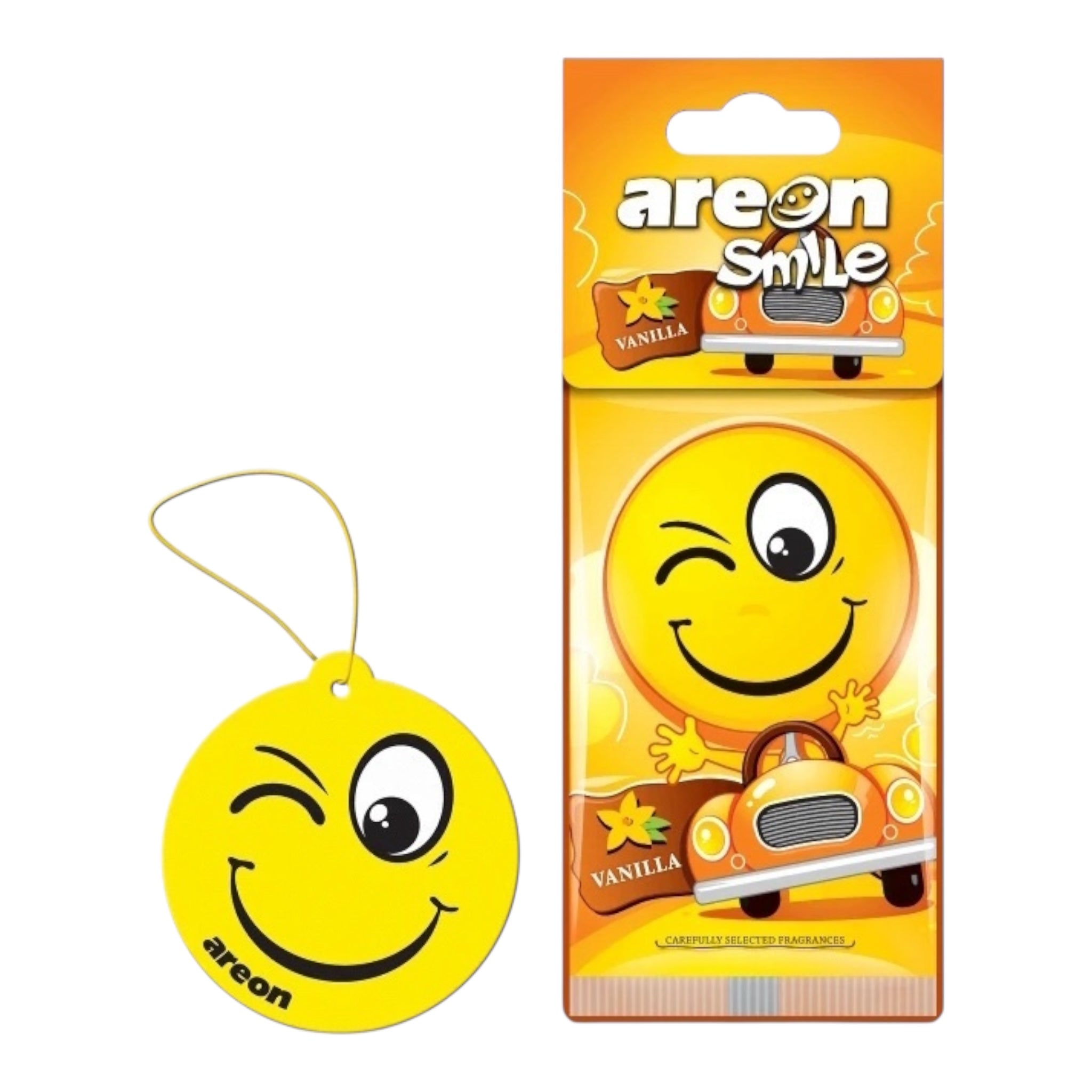 Areon Αρωματική Καρτέλα Κρεμαστή Αυτοκινήτου Smile Dry Vanilla ASD11 - Angel shopping