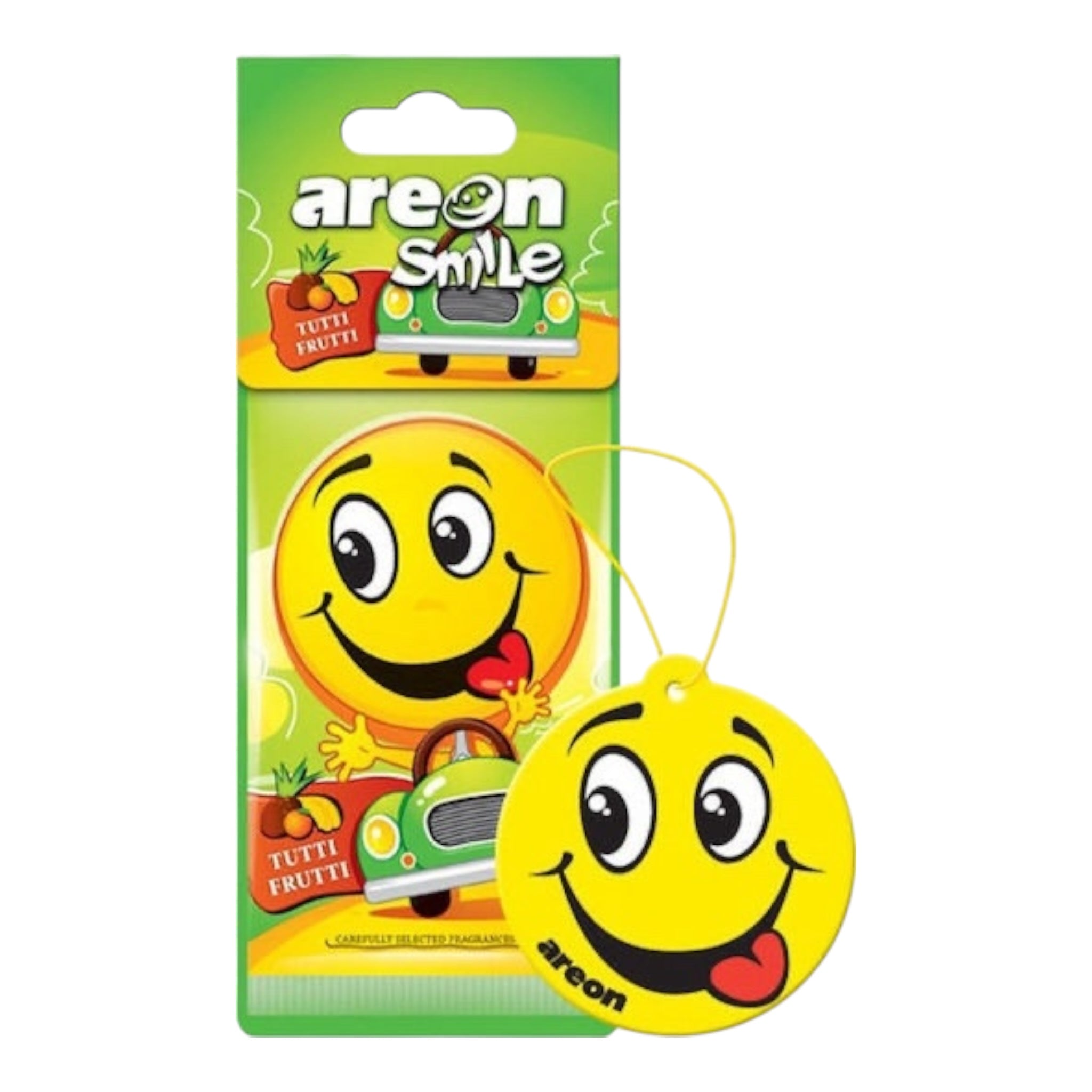 Areon Αρωματική Καρτέλα Κρεμαστή Αυτοκινήτου Smile Dry Tutti Frutti ASD14 - Angel shopping