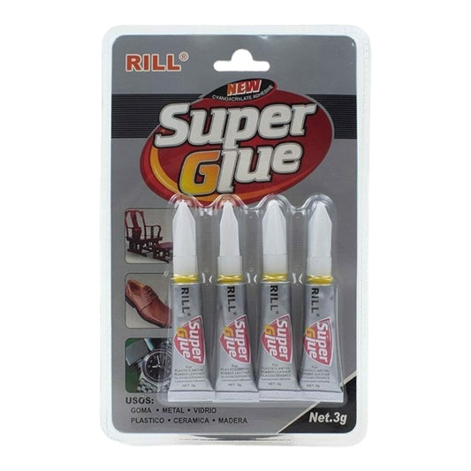 Rill Κόλλα Gel Στιγμής Super Glue 4τμχ 3gr Λευκό