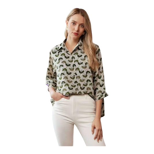 Angel Shopping Γυναικείο Πουκάμισο με Φλοράλ Σχέδιο Καφέ