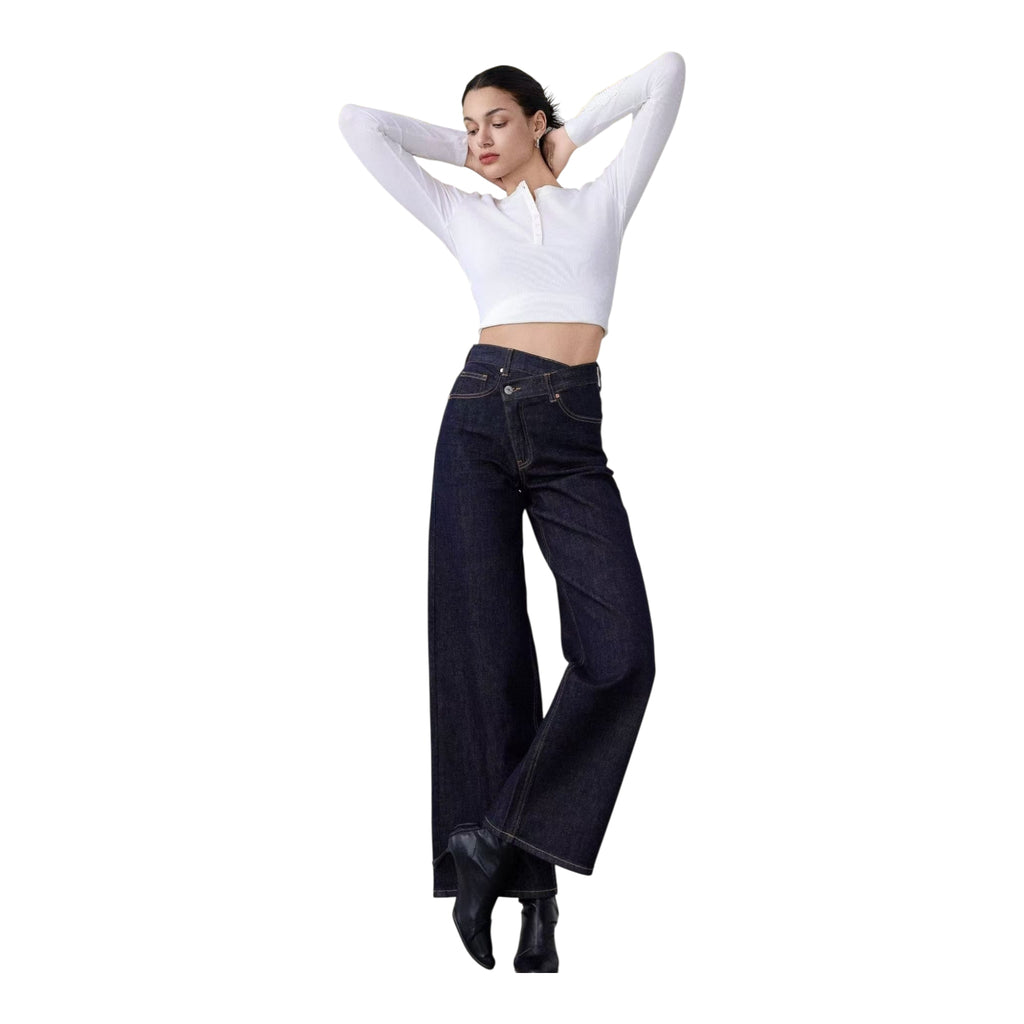 MISS BONBON Γυναικείο Τζιν High waist Σκούρο μπλε - Angel shopping