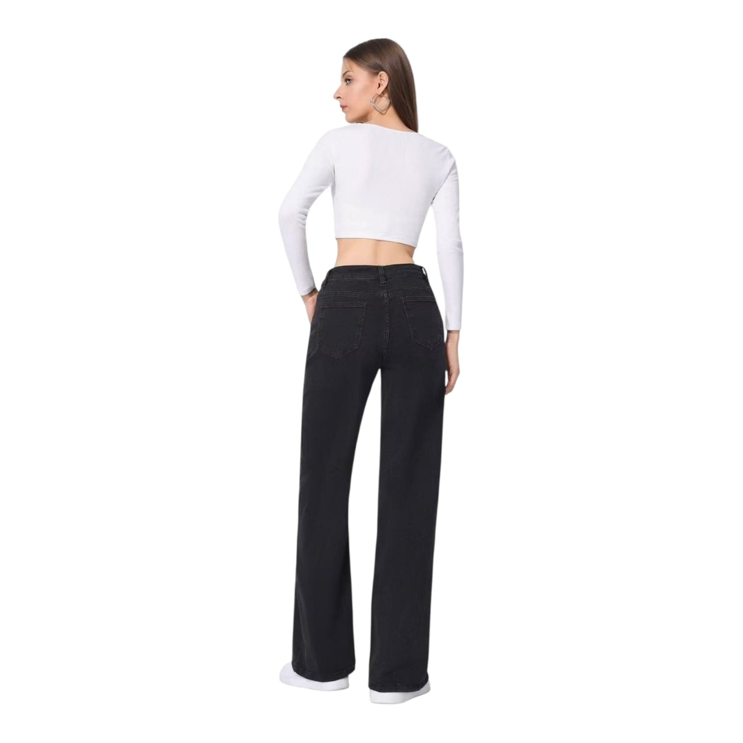 Kiss Pink High Waisted Women's Jean Bell Bottoms Black