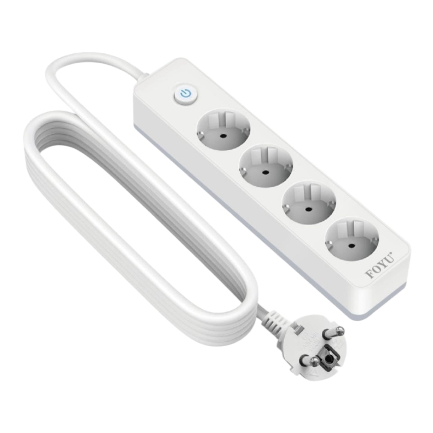 FOYU Πολύπριζο με Διακόπτη 4 Θέσεων 1.5M Λευκό