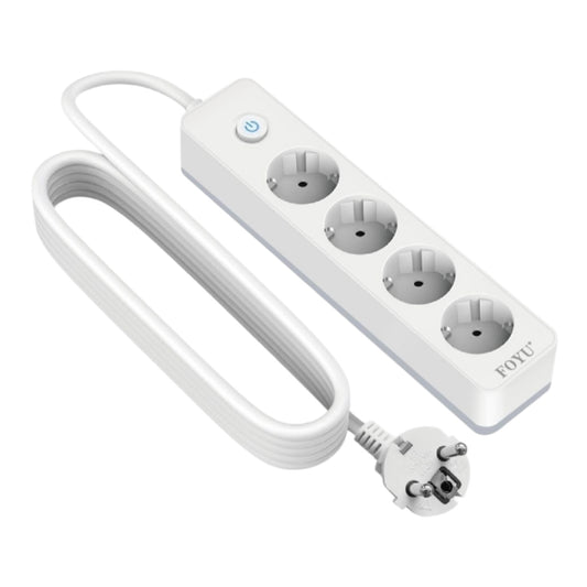 FOYU Πολύπριζο με Διακόπτη 4 Θέσεων 1.5M Λευκό