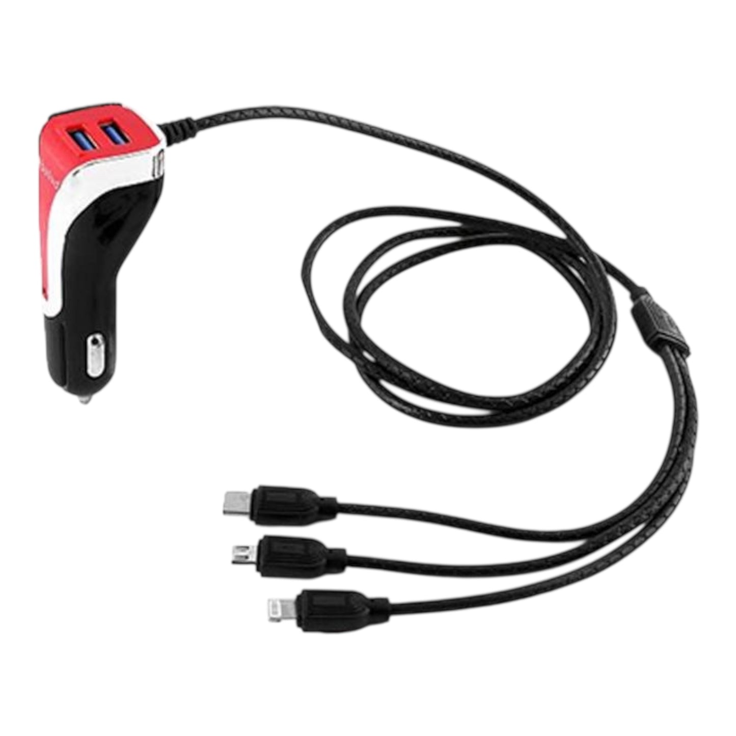 Φορτιστής Αυτοκινήτου με Θύρες: 2xUSB μαζί με Καλώδιο Type-C / Micro-USB Μαύρο