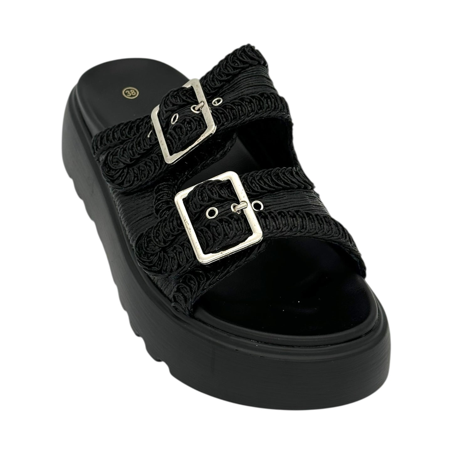 Mira Max Women's Platform Slides with Knit Black