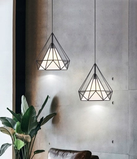 DIAMOND Φωτιστικό Οροφής Loft 1Pcs Μεταλλικό 28x28cm Μαύρο