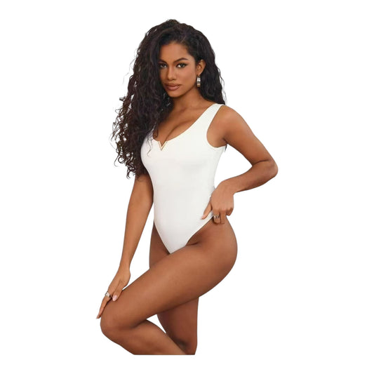 Angel Shopping Γυναικείο Ελαστικό Κορμάκι Λευκό