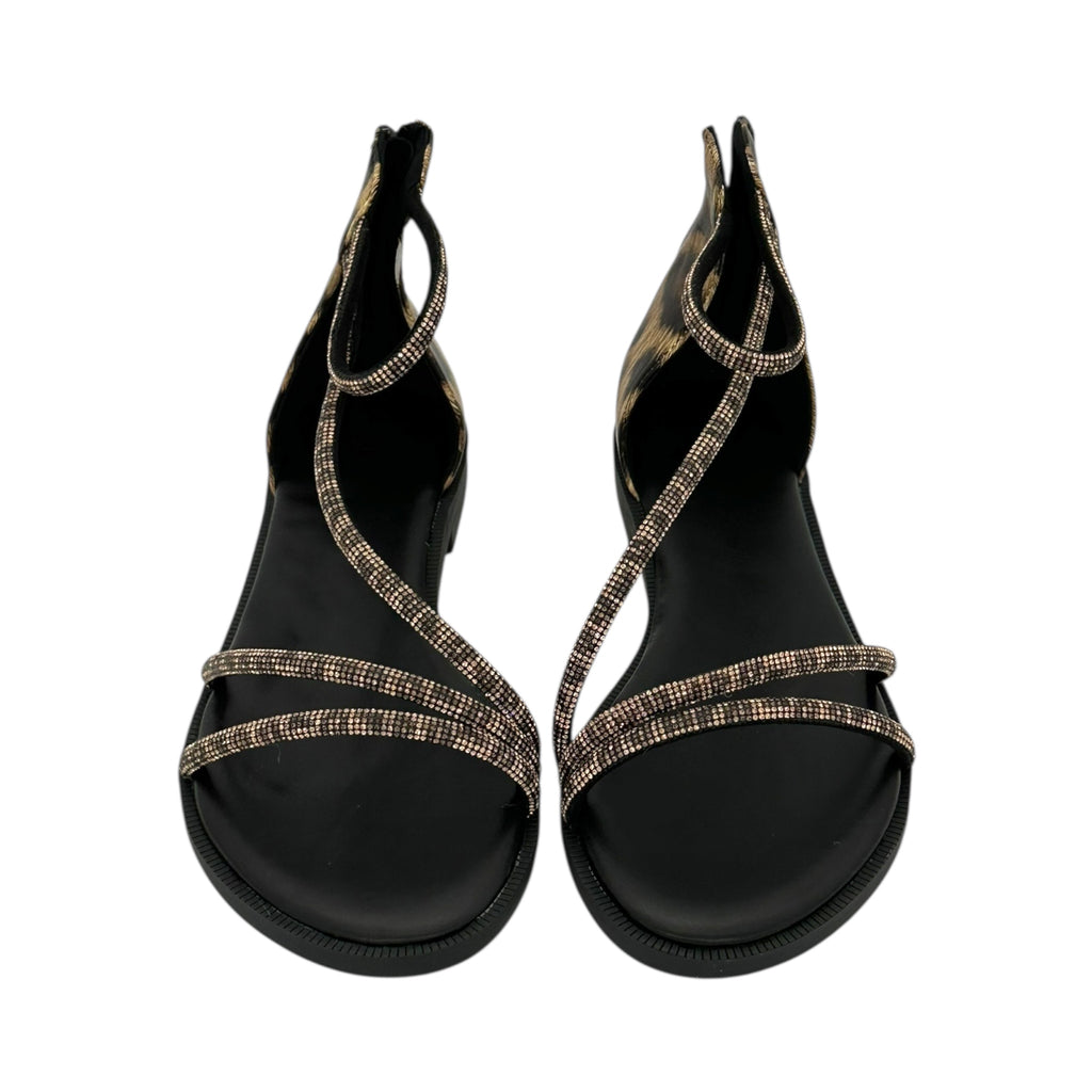 DIAMANTIQUE Γυναικεία Σανδάλια Flat με Στρας λεοπάρ - Angel shopping