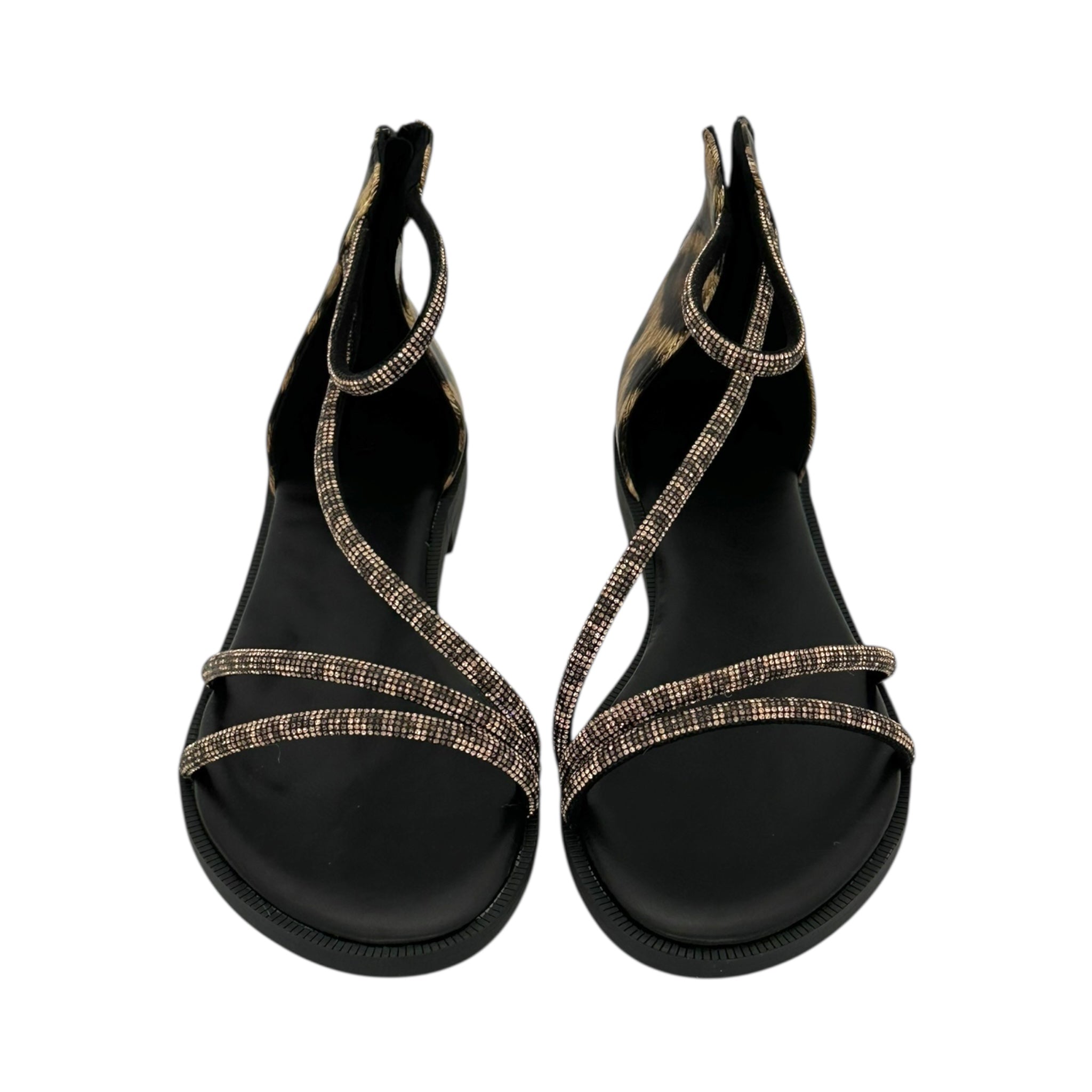 DIAMANTIQUE Γυναικεία Σανδάλια Flat με Στρας λεοπάρ - Angel shopping